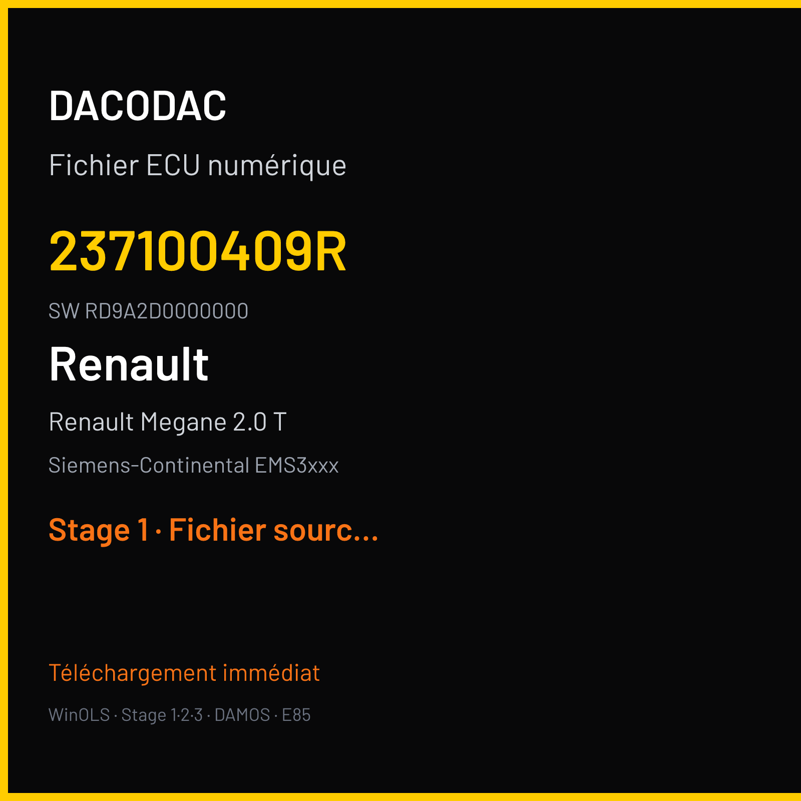 Renault Megane 2.0 T (2014) — Siemens-Continental EMS3xxx — 237100409R · RD9A2D0000000 — Stage 1