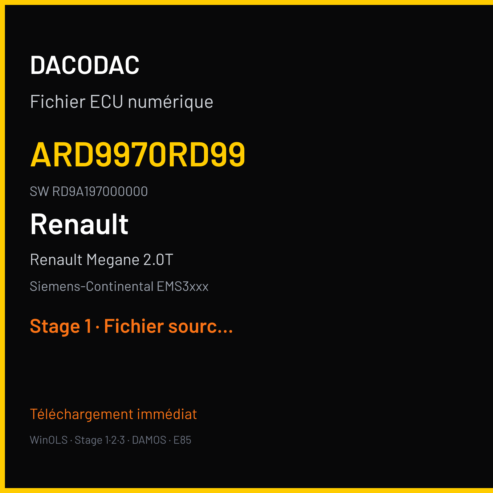 Renault Megane 2.0T (2010) — Siemens-Continental EMS3xxx — ARD9970RD99 · RD9A197000000 — Stage 1
