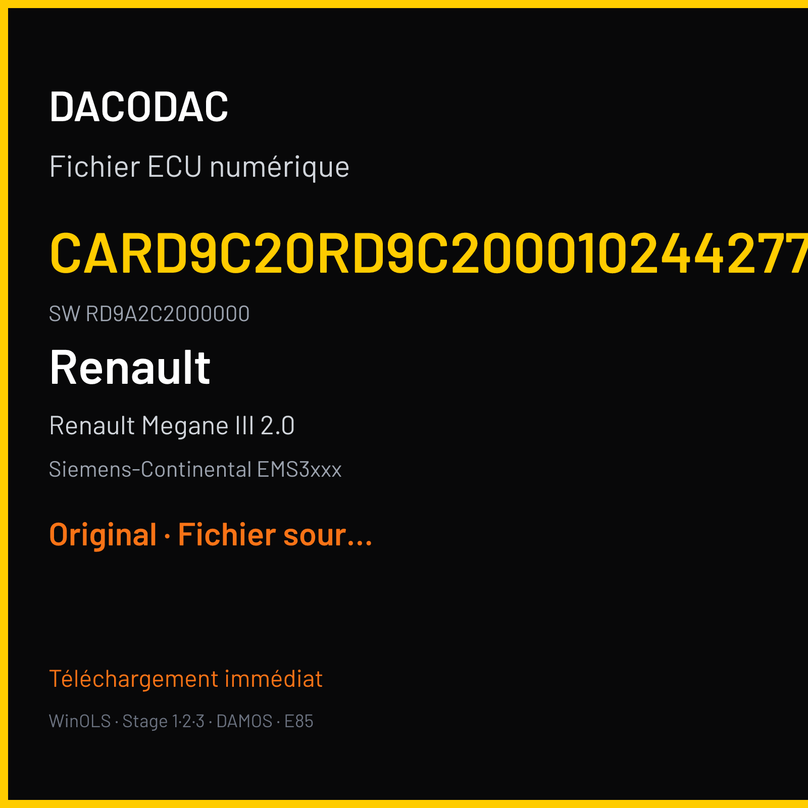 Renault Megane III 2.0 (2011) — Siemens-Continental EMS3xxx — CARD9C20RD9C200010244277AA · RD9A2C2000000 — Original
