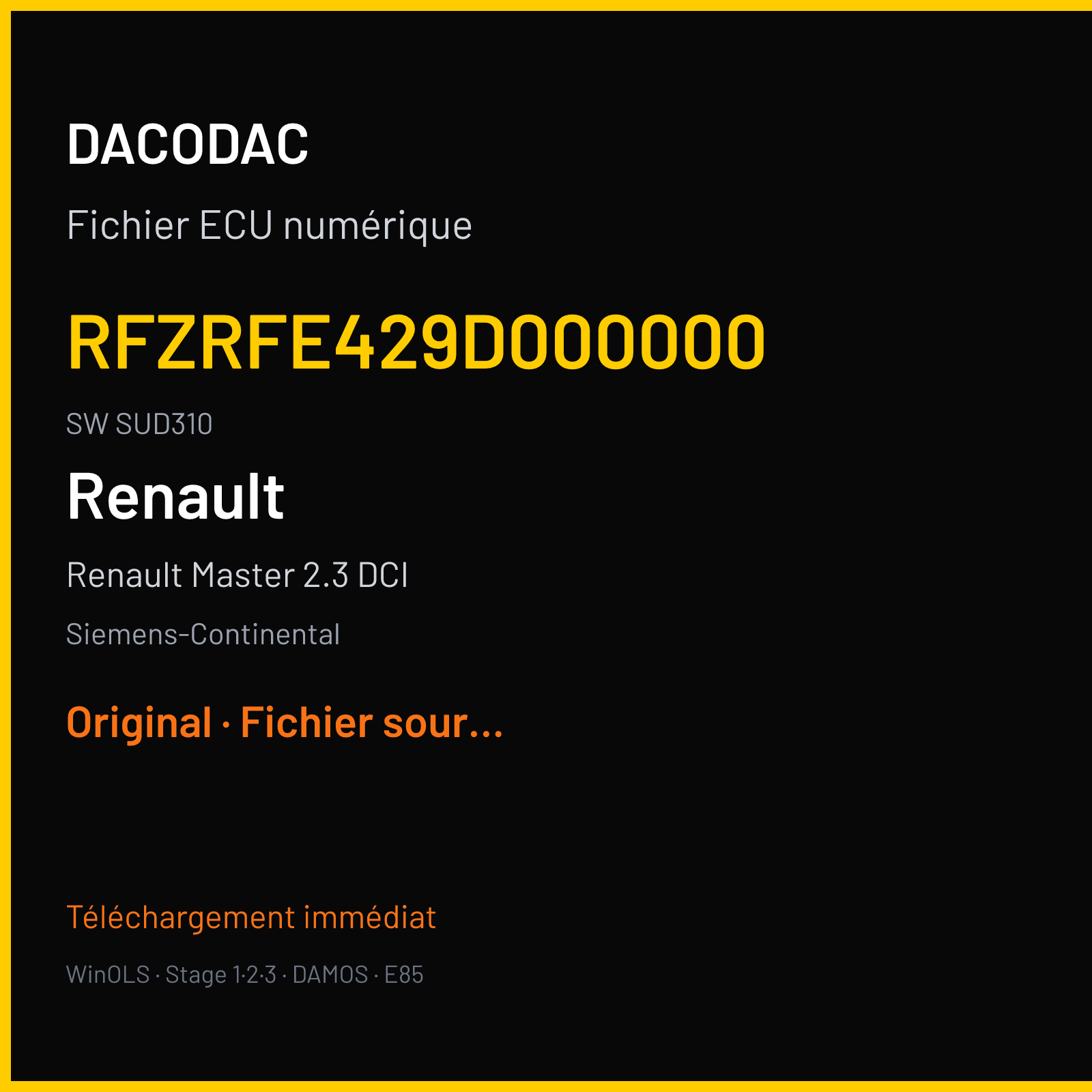 Renault Master 2.3 DCI (2018) — Siemens-Continental — RFZRFE429D000000 · SUD310 — Original