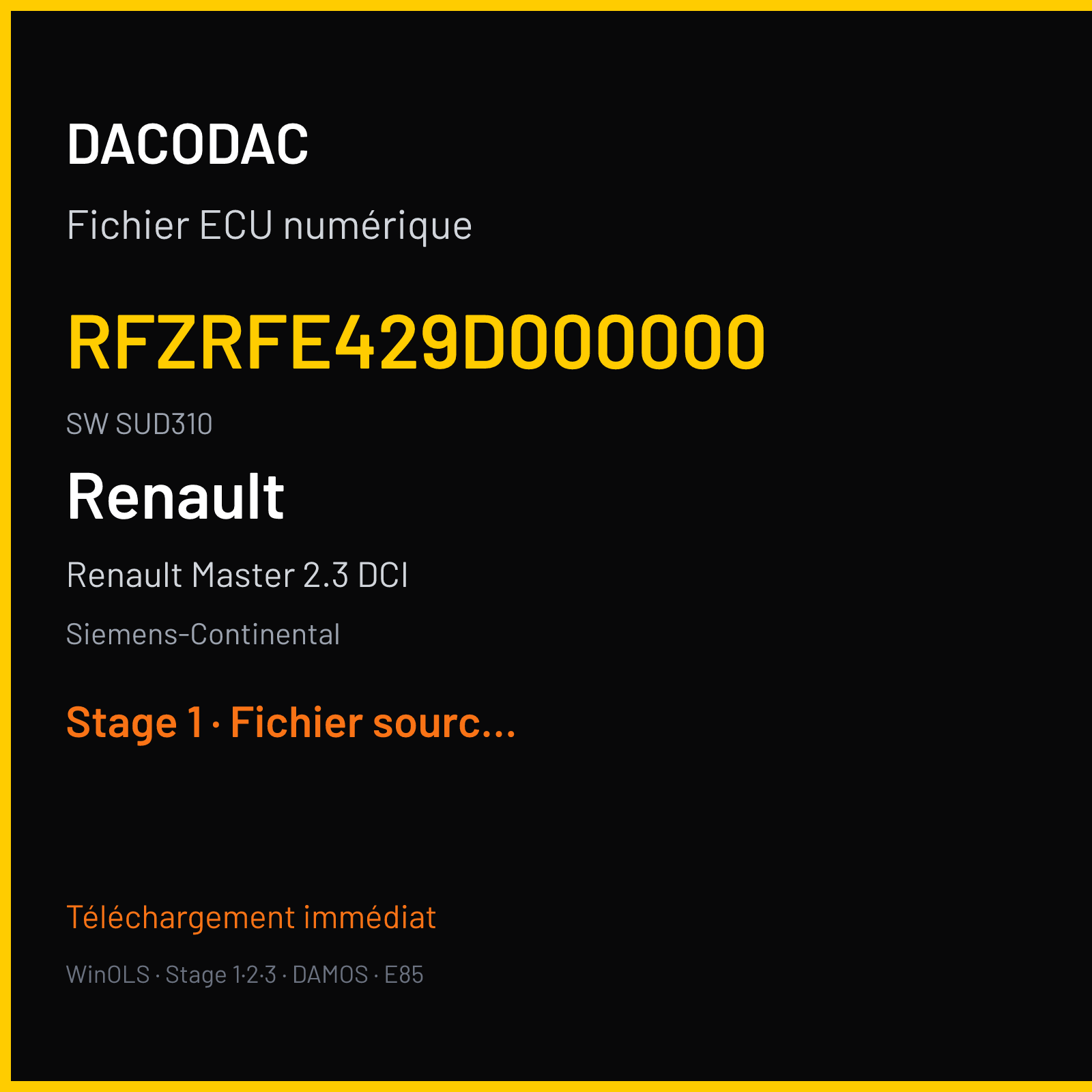 Renault Master 2.3 DCI (2018) — Siemens-Continental — RFZRFE429D000000 · SUD310 — Stage 1