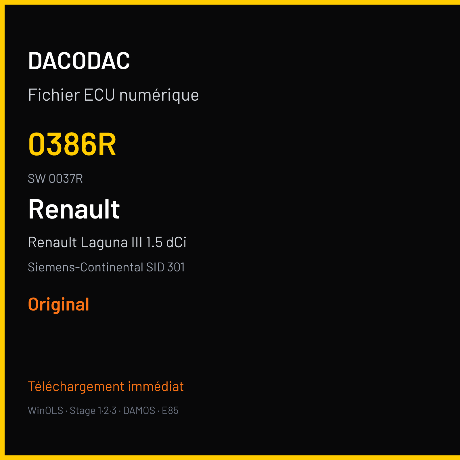 Renault Laguna III 1.5 dCi 109 ch (2011) — Siemens-Continental SID 301 — 0386R · 0037R — Original