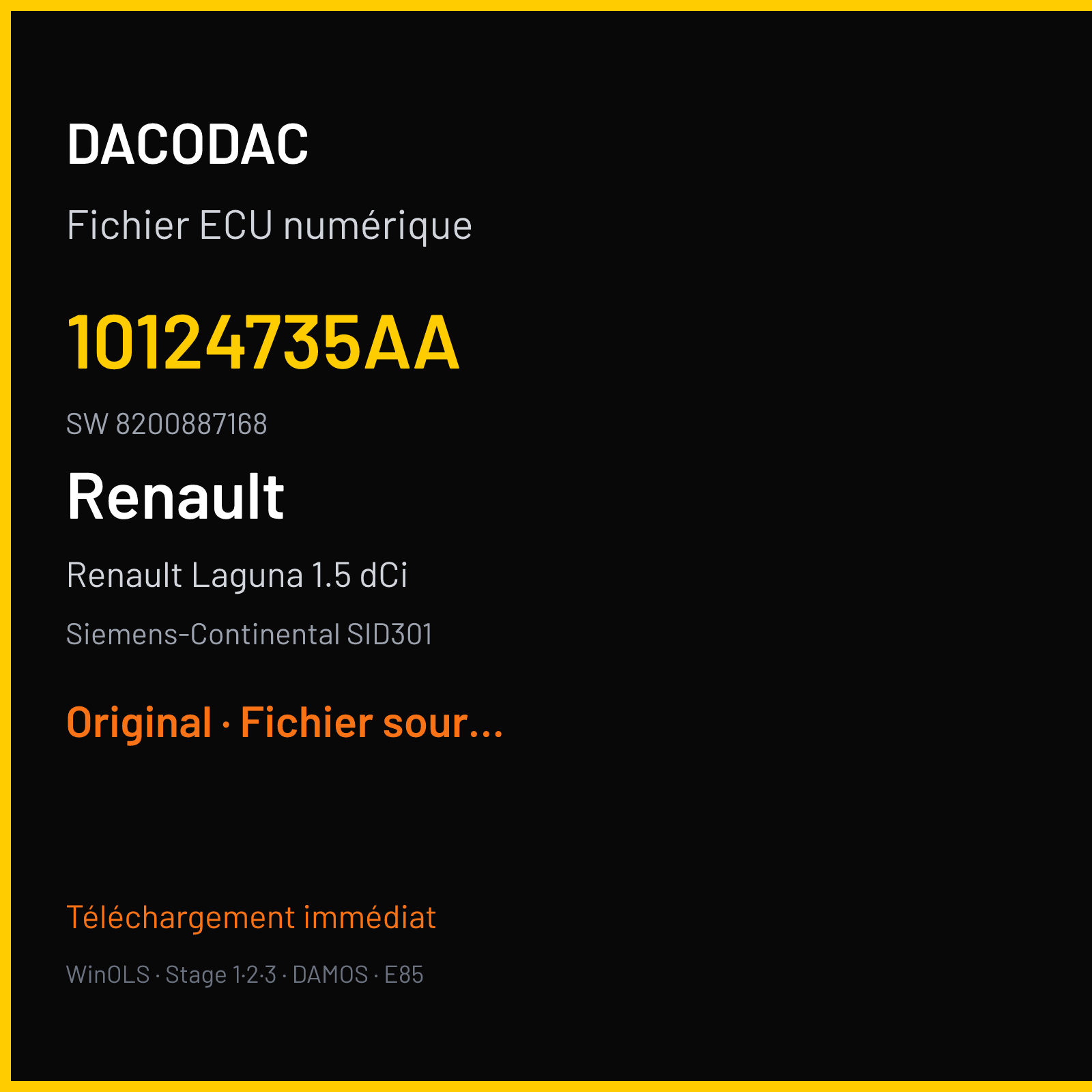 Renault Laguna 1.5 dCi (2008) — Siemens-Continental SID301 — 10124735AA · 8200887168 — Original