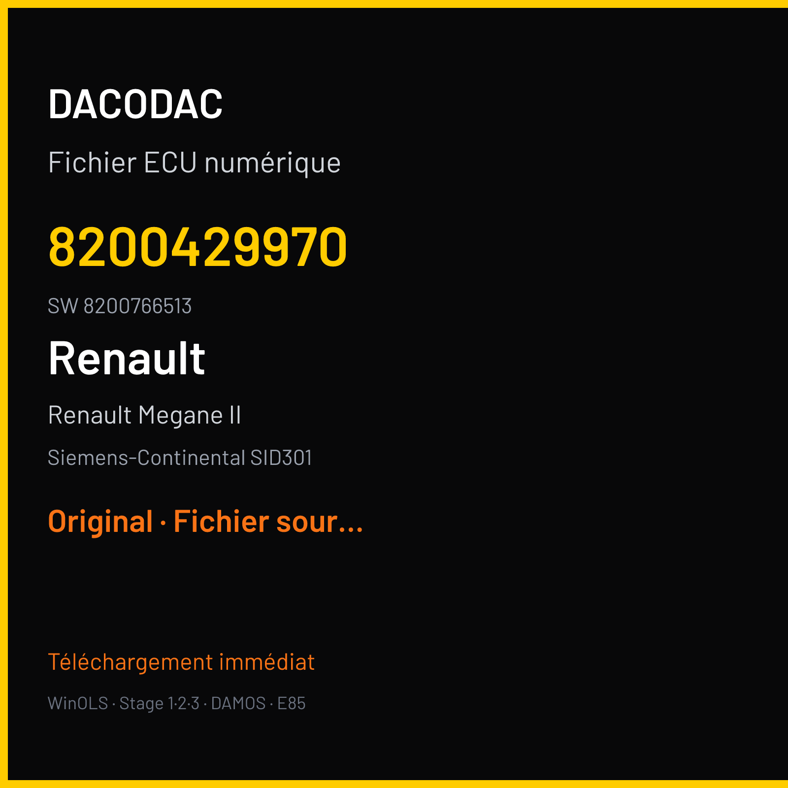 Renault Megane II — Siemens-Continental SID301 — 8200429970 · 8200766513 · RM110AC000000 — Original