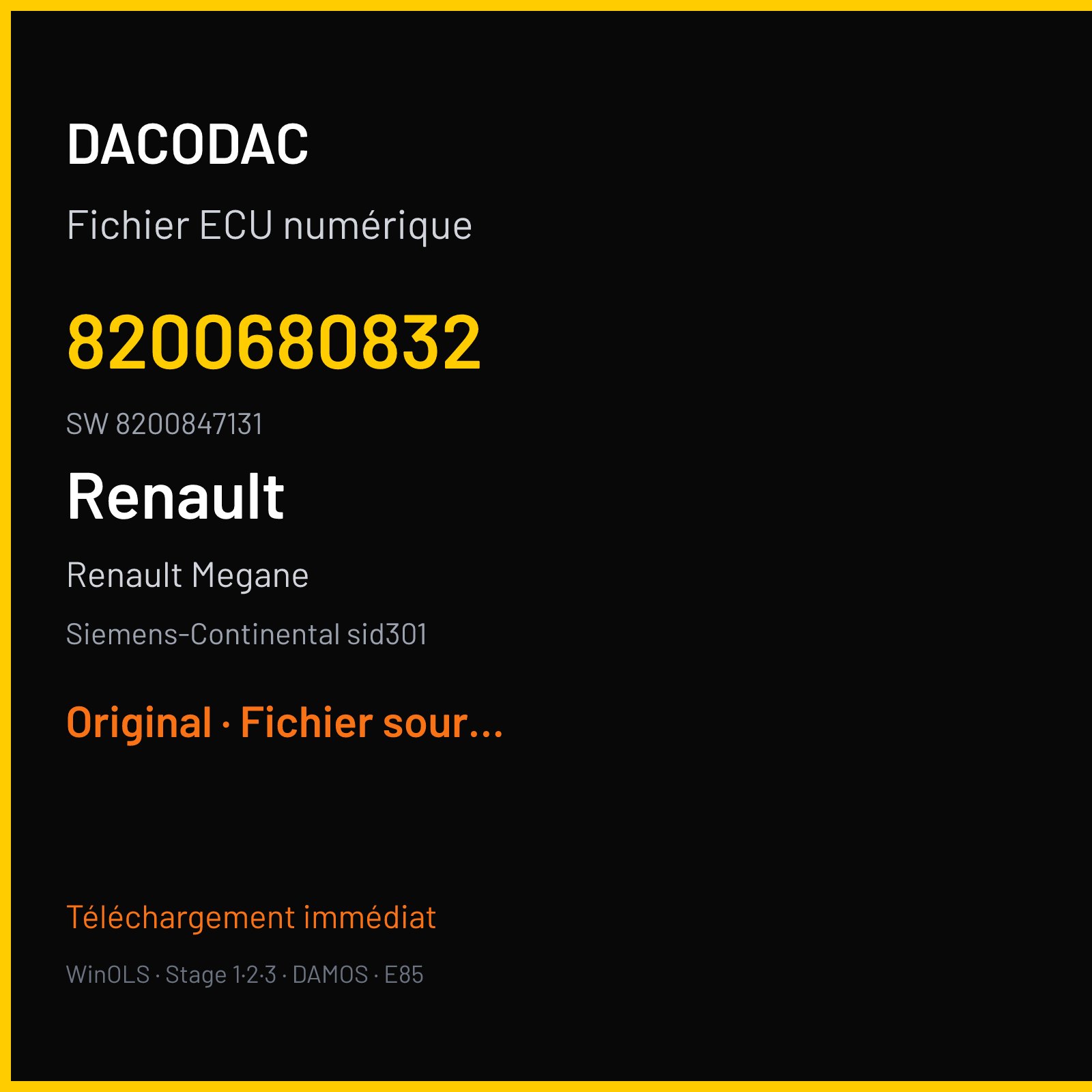 Renault Megane (2008) — Siemens-Continental sid301 — 8200680832 · 8200847131 — Original