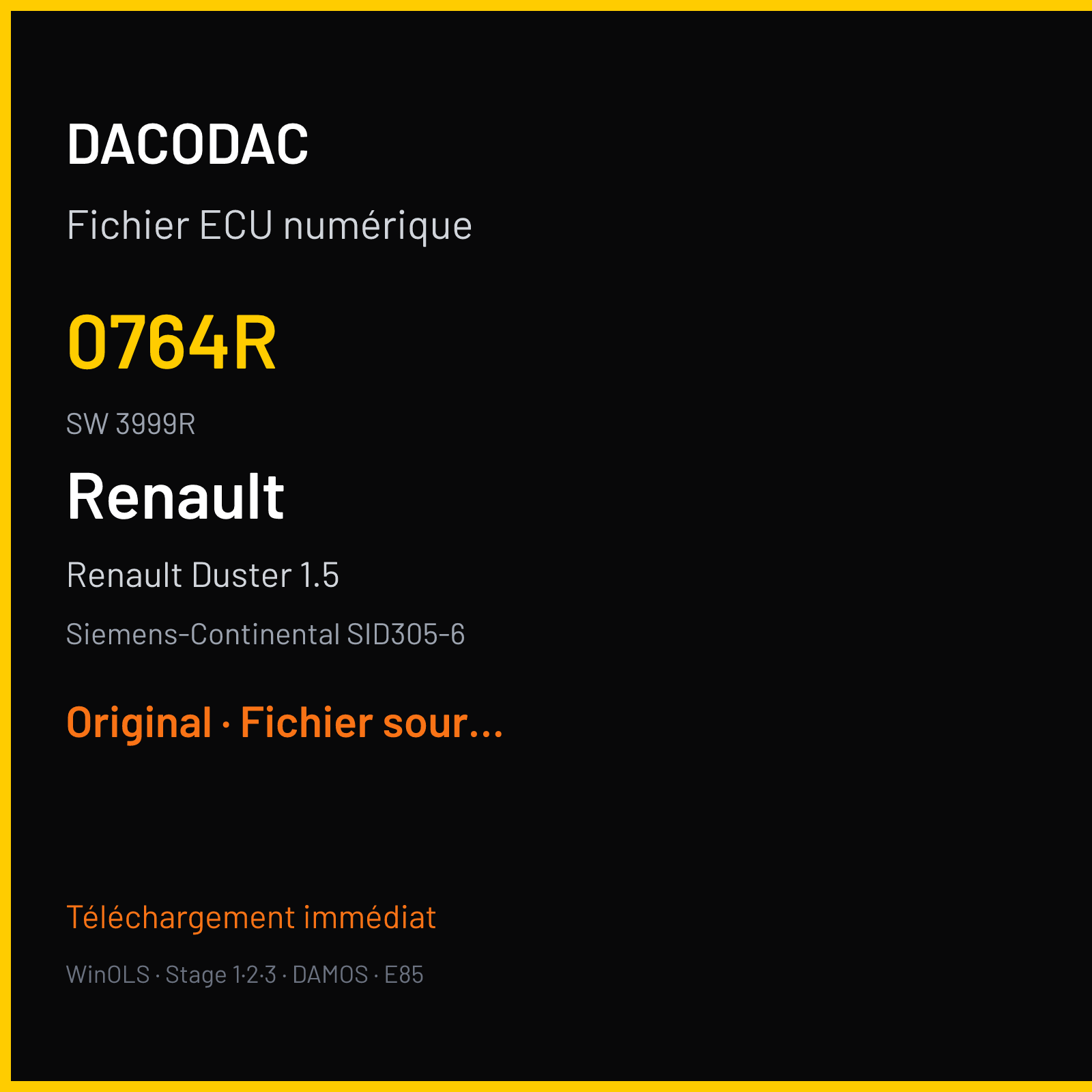 Renault Duster 1.5 (2016) — Siemens-Continental SID305-6 — 0764R · 3999R — Original