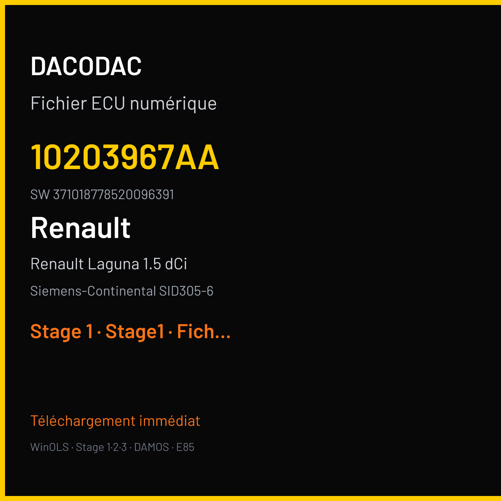 Renault Laguna 1.5 dCi (2011) — Siemens-Continental SID305-6 — 10203967AA · 371018778520096391 — Stage 1
