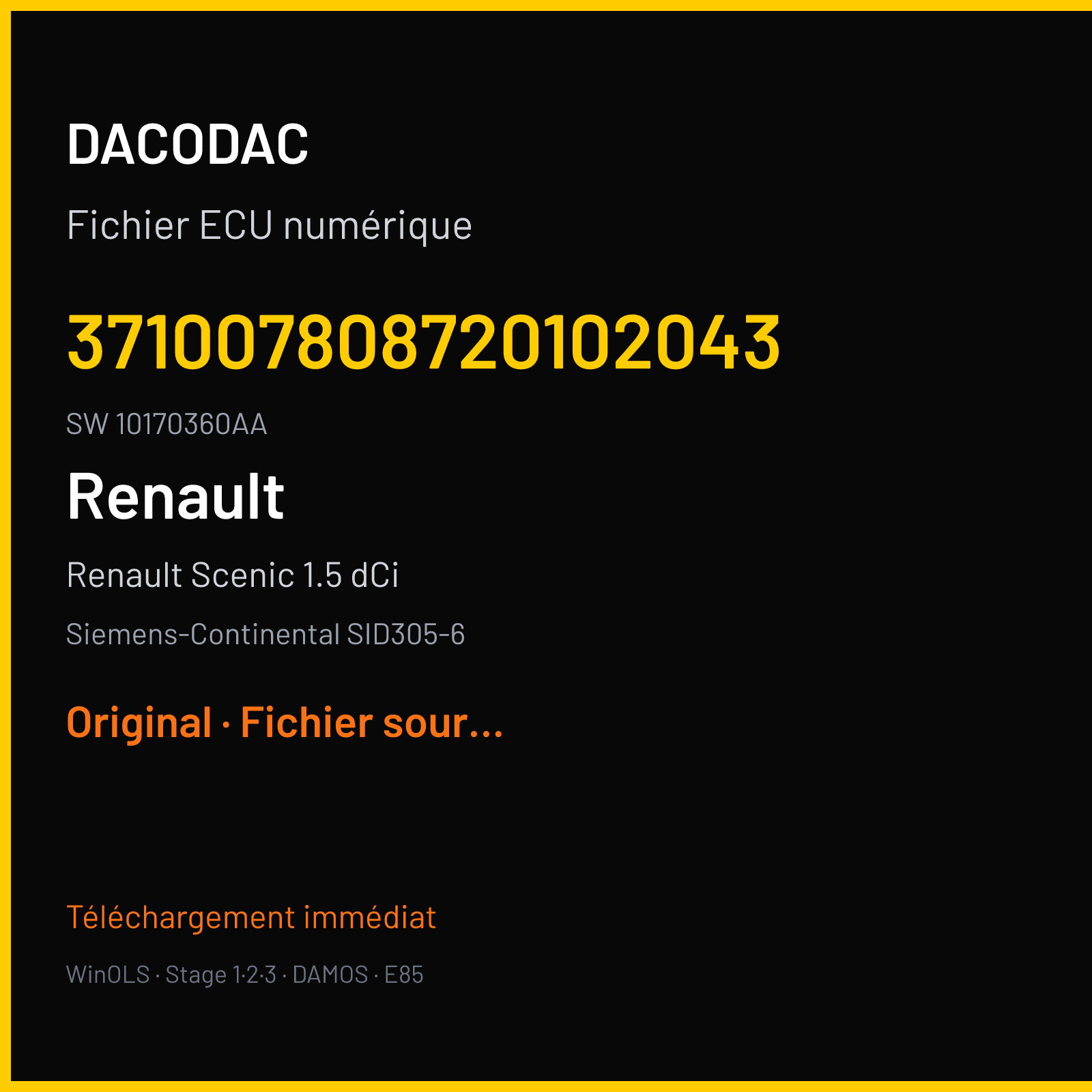 Renault Scenic 1.5 dCi (2010) — Siemens-Continental SID305-6 — 371007808720102043 · 10170360AA — Original