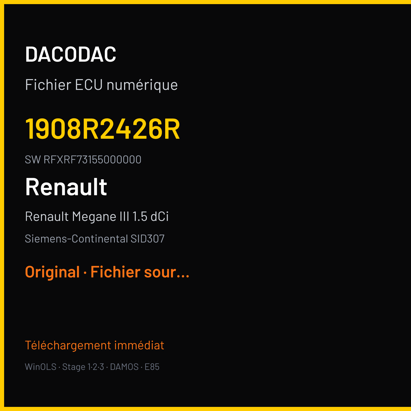 Renault Megane III 1.5 dCi (2012) — Siemens-Continental SID307 — 1908R2426R · RFXRF73155000000 — Original