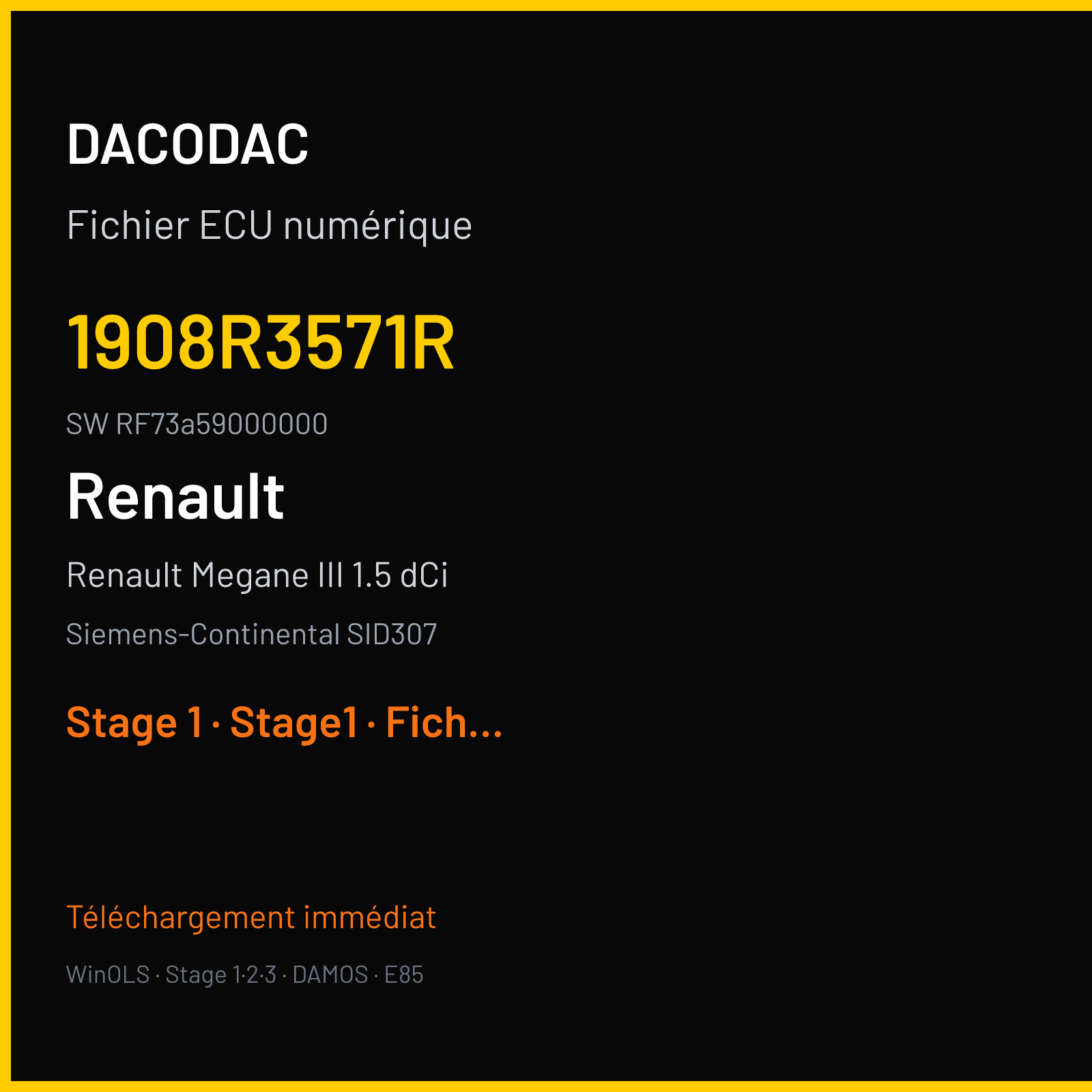 Renault Megane III 1.5 dCi (2012) — Siemens-Continental SID307 — 1908R3571R · RF73a59000000 — Stage 1