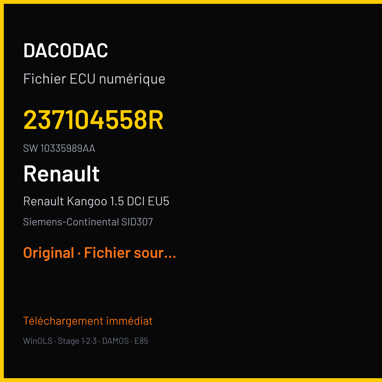 Renault Kangoo 1.5 DCI EU5 (2015) — Siemens-Continental SID307 — 237104558R · 10335989AA — Original