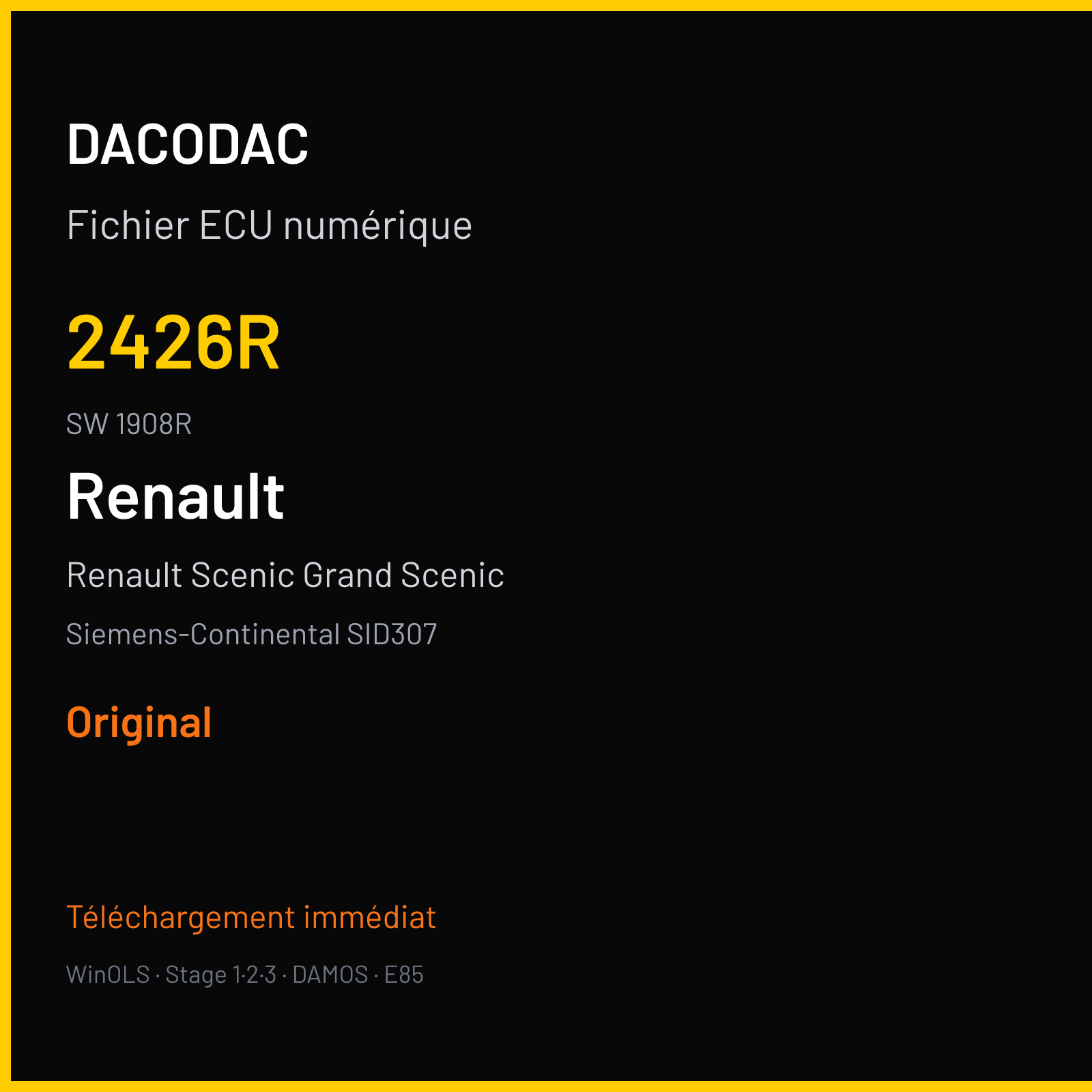 Renault Scenic Grand Scenic 110 ch (2012) — Siemens-Continental SID307 — 2426R · 1908R · RF73155000000 — Original