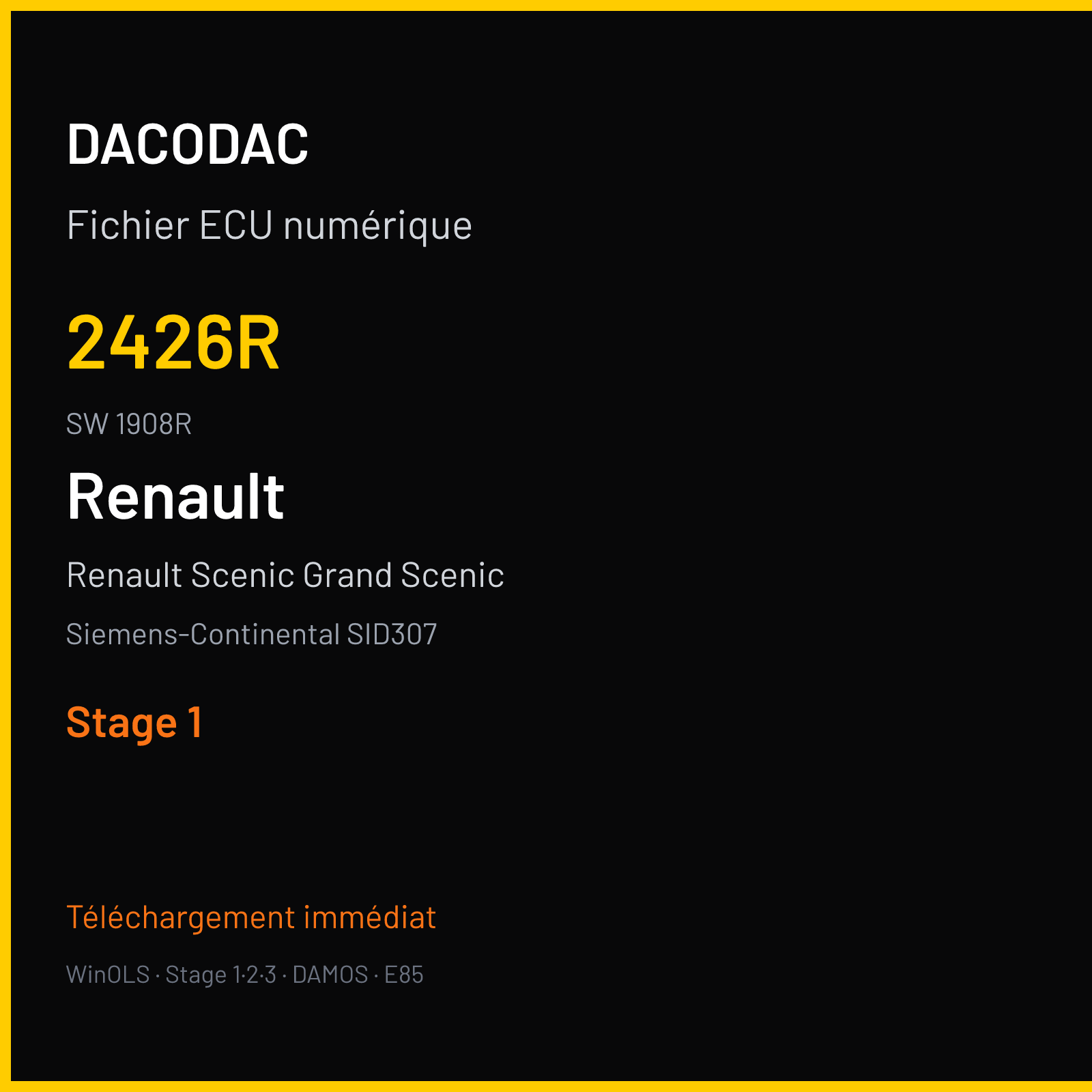 Renault Scenic Grand Scenic 110 ch (2012) — Siemens-Continental SID307 — 2426R · 1908R · RF73155000000 — Stage 1