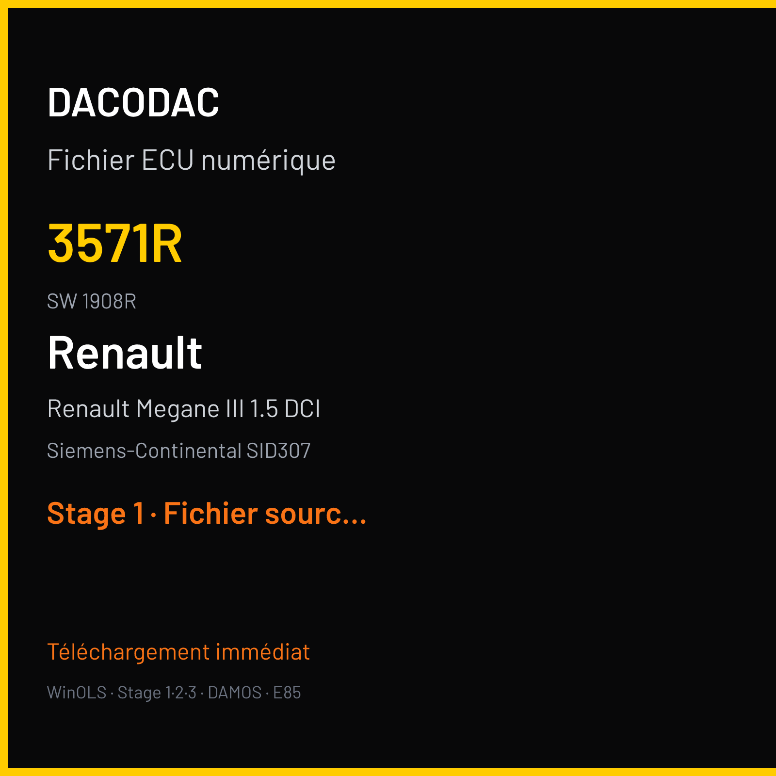 Renault Megane III 1.5 DCI — Siemens-Continental SID307 — 3571R · 1908R · RF73a59000000 — Stage 1