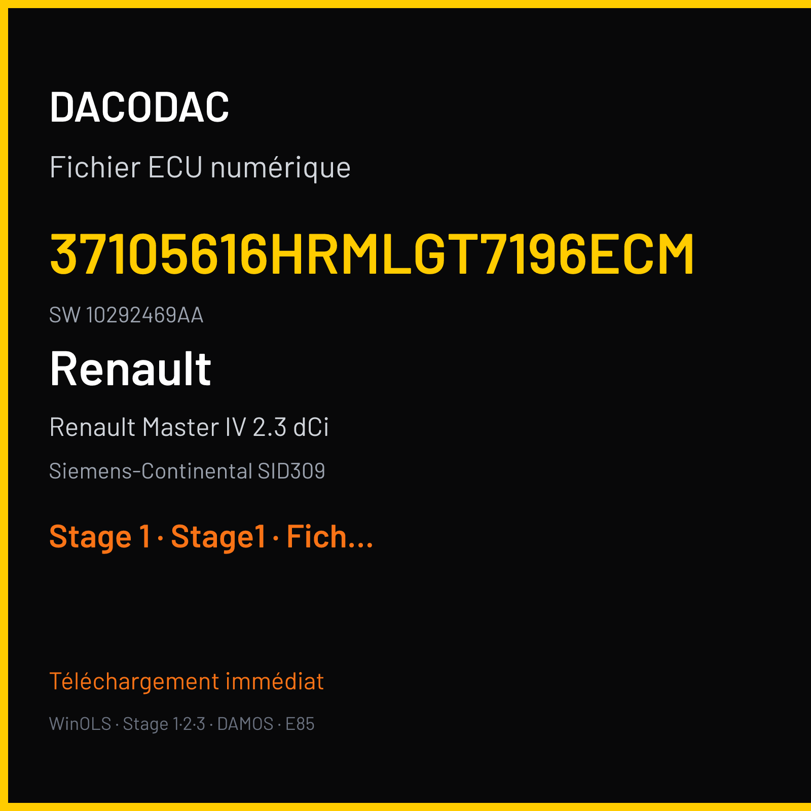 Renault Master IV 2.3 dCi (2015) — Siemens-Continental SID309 — 37105616HRMLGT7196ECM · 10292469AA — Stage 1