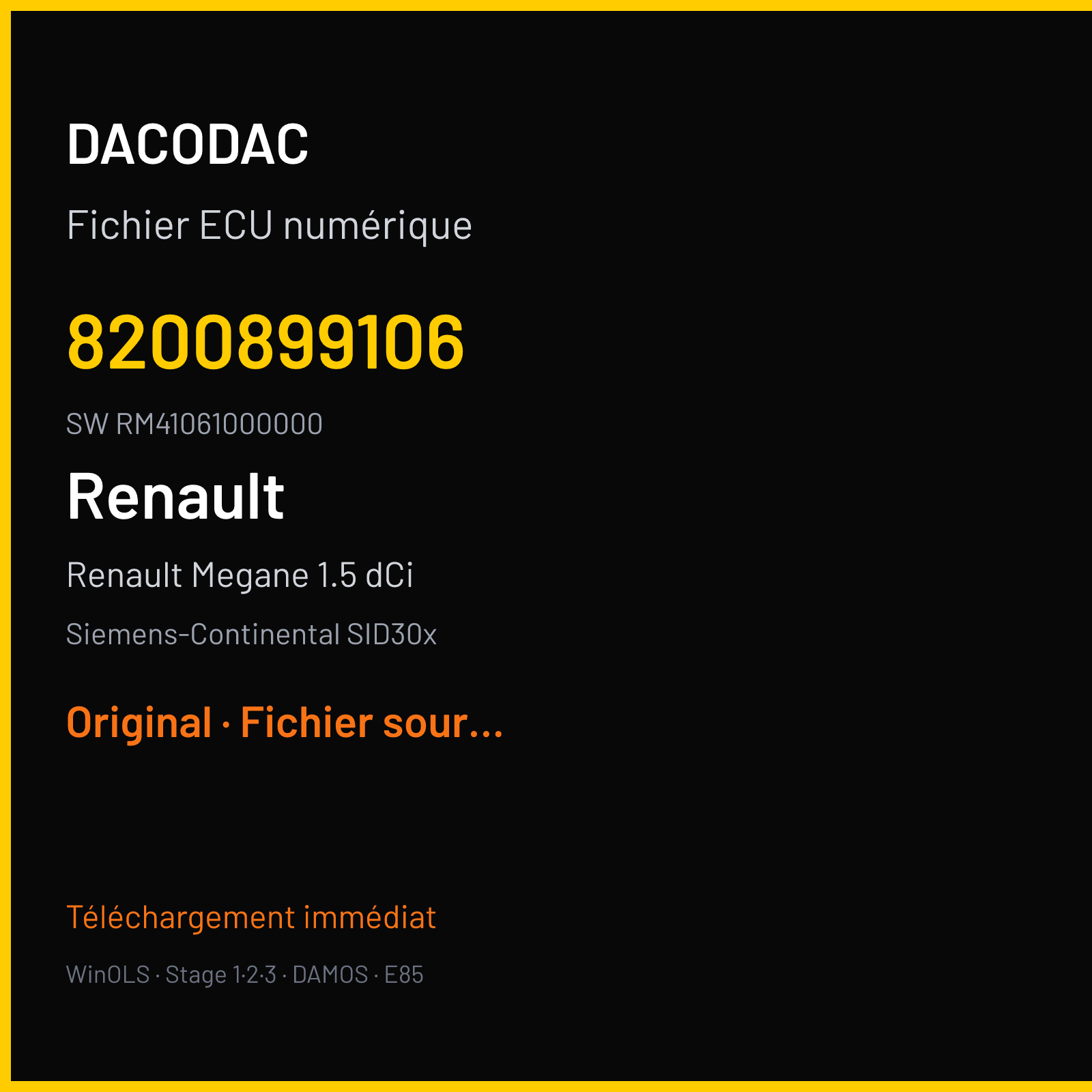 Renault Megane 1.5 dCi (2008) — Siemens-Continental SID30x — 8200899106 · RM41061000000 — Original