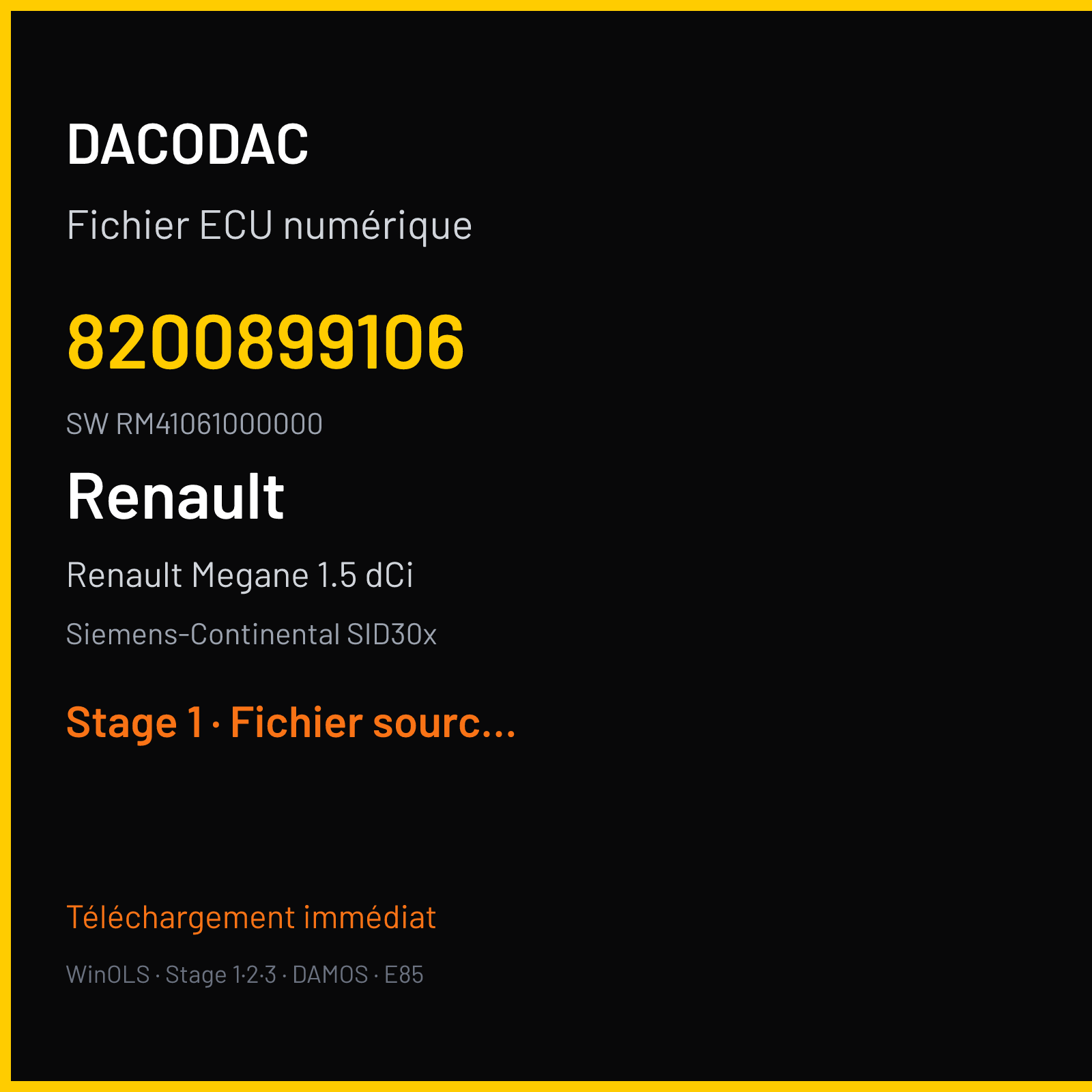 Renault Megane 1.5 dCi (2008) — Siemens-Continental SID30x — 8200899106 · RM41061000000 — Stage 1