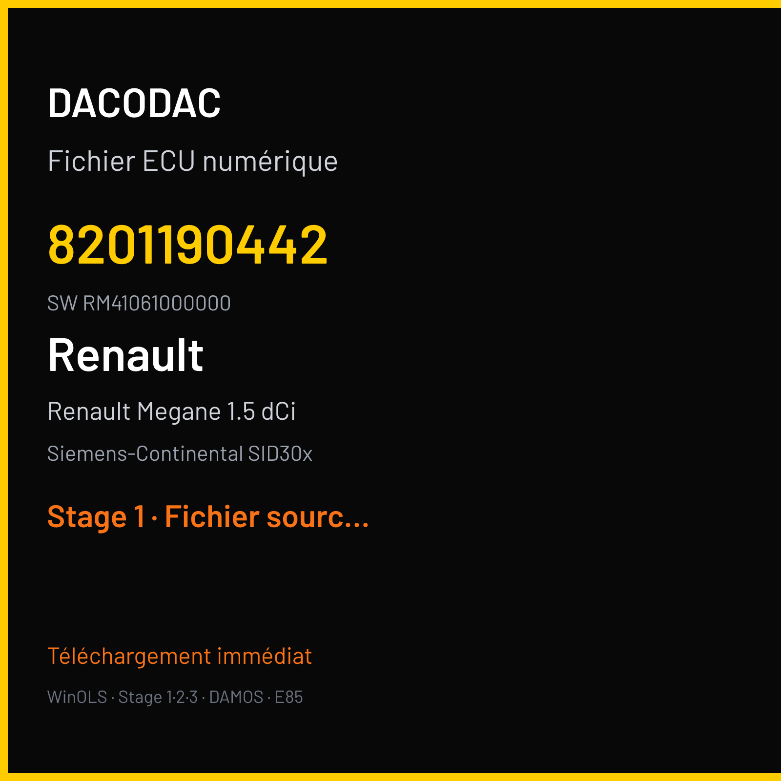 Renault Megane 1.5 dCi (2008) — Siemens-Continental SID30x — 8201190442 · RM41061000000 — Stage 1
