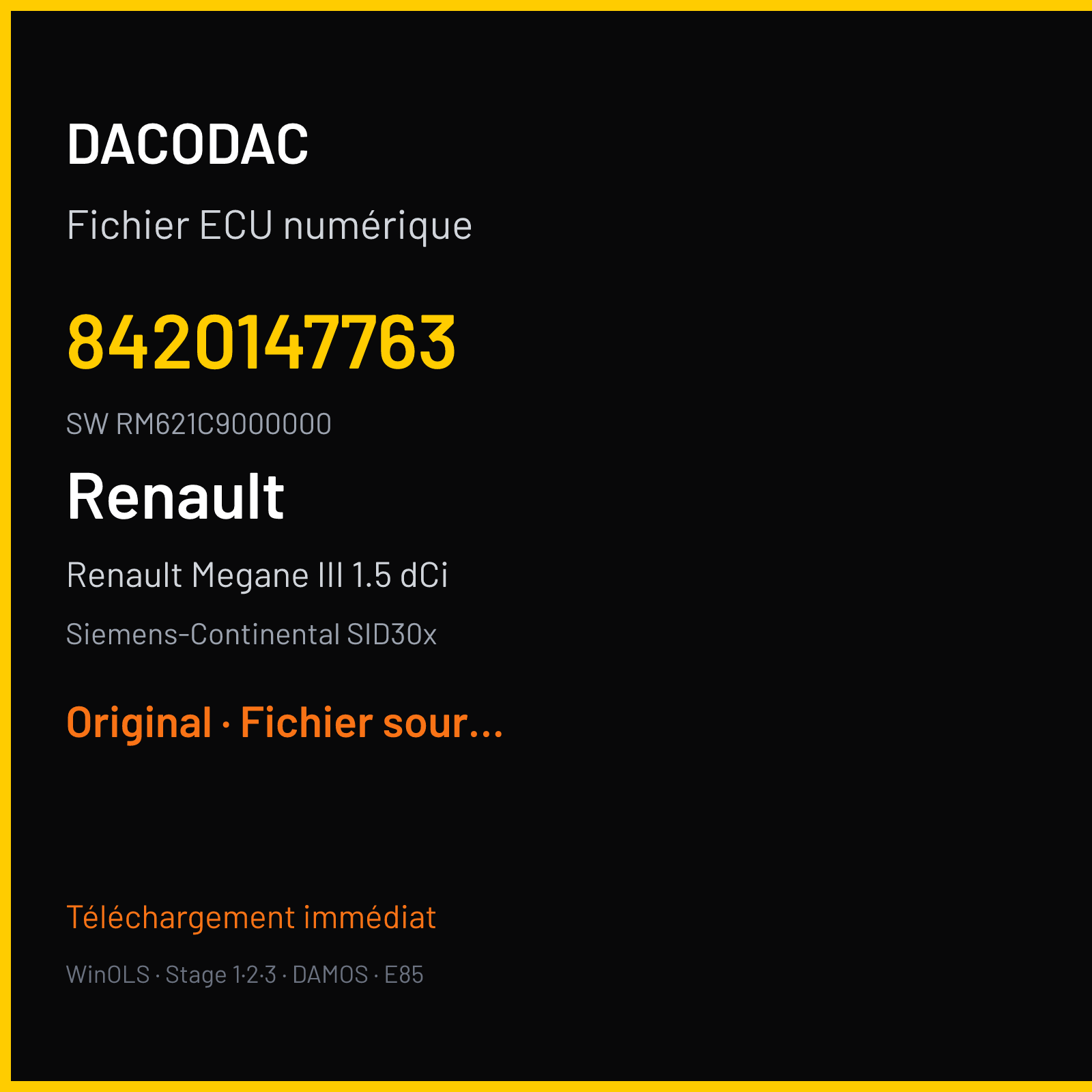 Renault Megane III 1.5 dCi (2014) — Siemens-Continental SID30x — 8420147763 · RM621C9000000 — Original