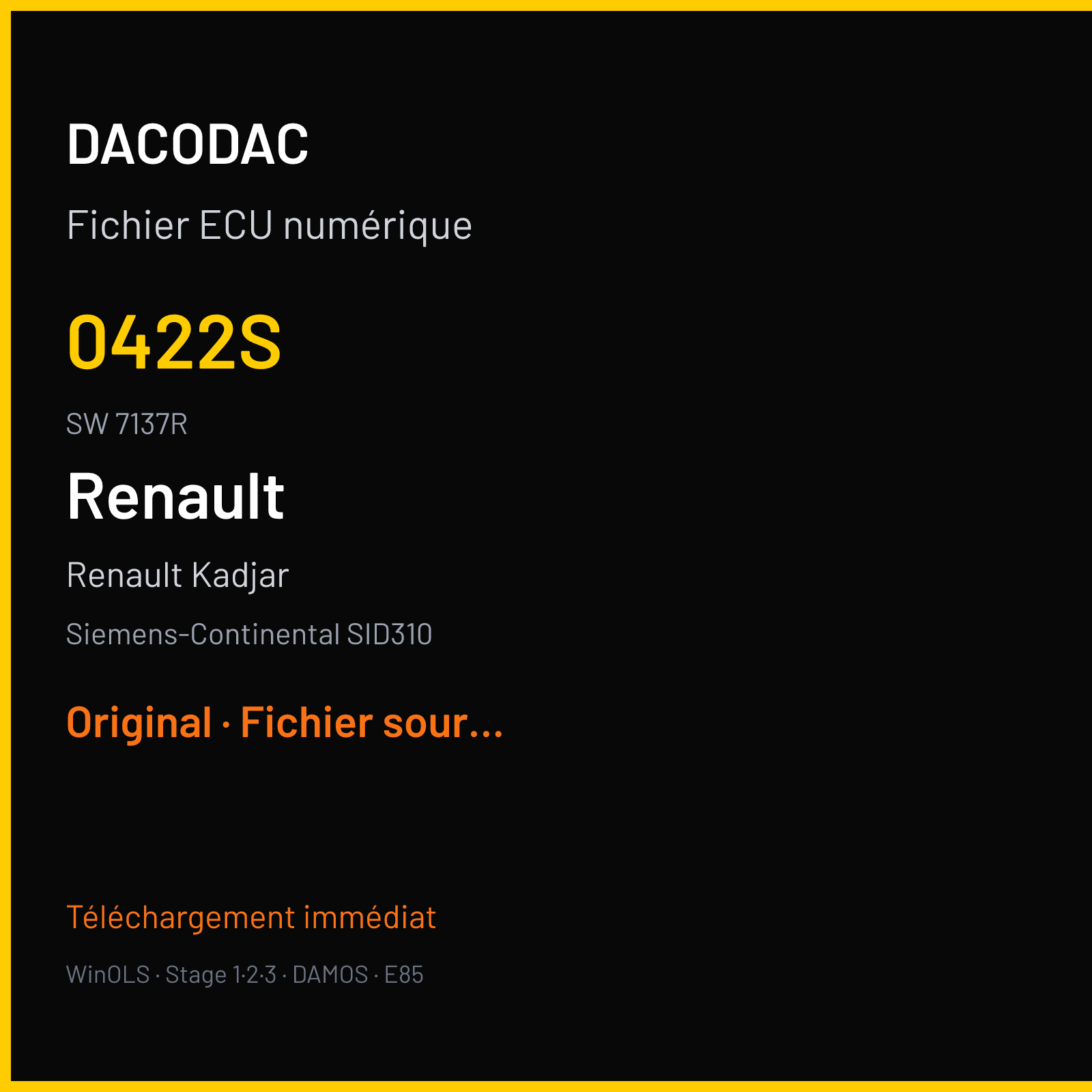 Renault Kadjar 110 ch — Siemens-Continental SID310 — 0422S · 7137R · 6677R — Original
