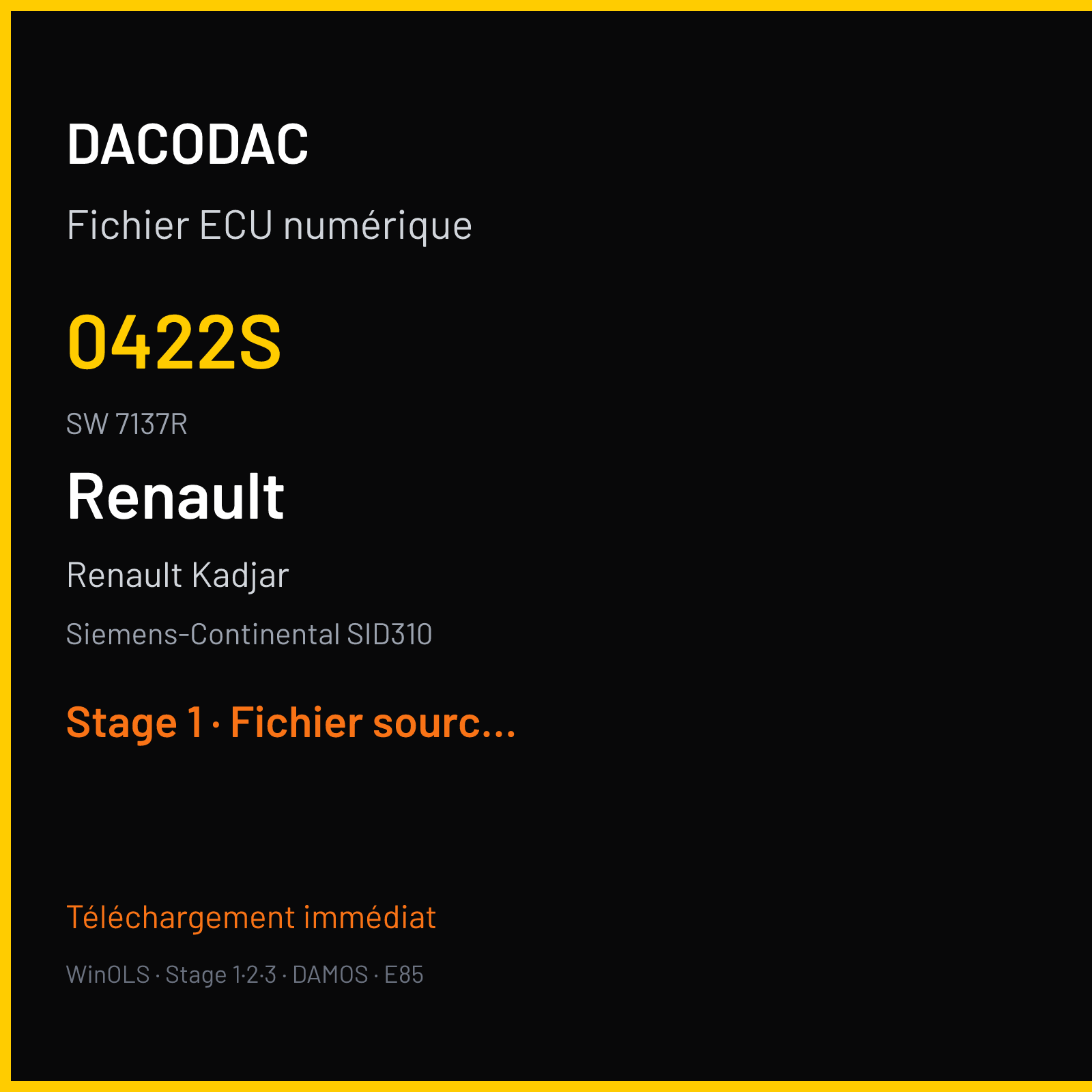 Renault Kadjar 110 ch — Siemens-Continental SID310 — 0422S · 7137R · 6677R — Stage 1
