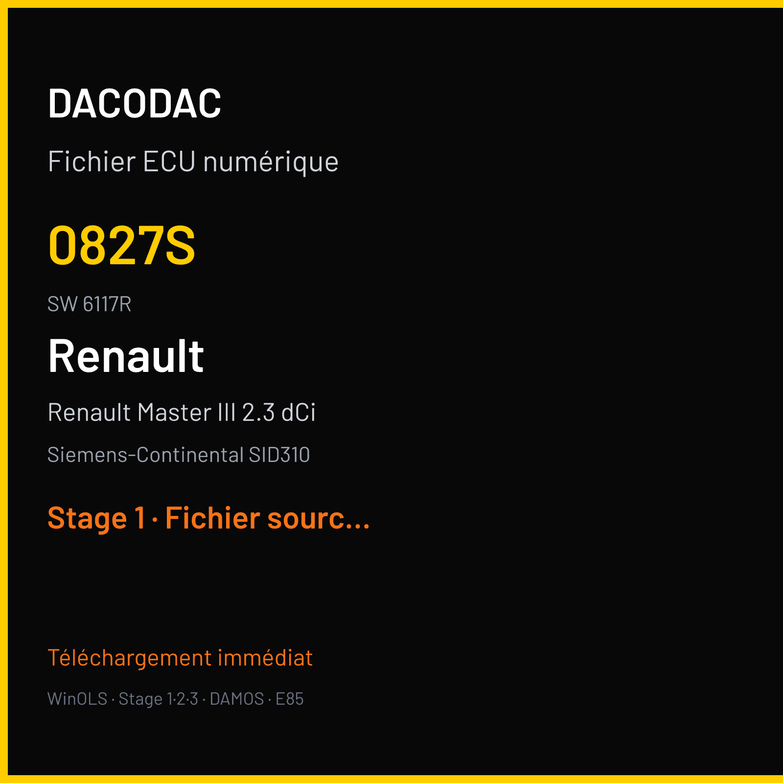 Renault Master III 2.3 dCi 130 ch (2006) — Siemens-Continental SID310 — 0827S · 6117R · 4427S — Stage 1