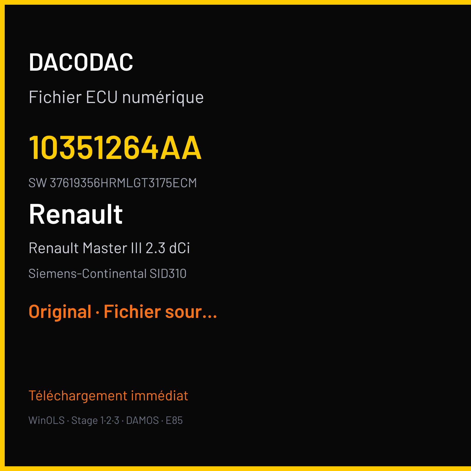 Renault Master III 2.3 dCi (2016) — Siemens-Continental SID310 — 10351264AA · 37619356HRMLGT3175ECM — Original