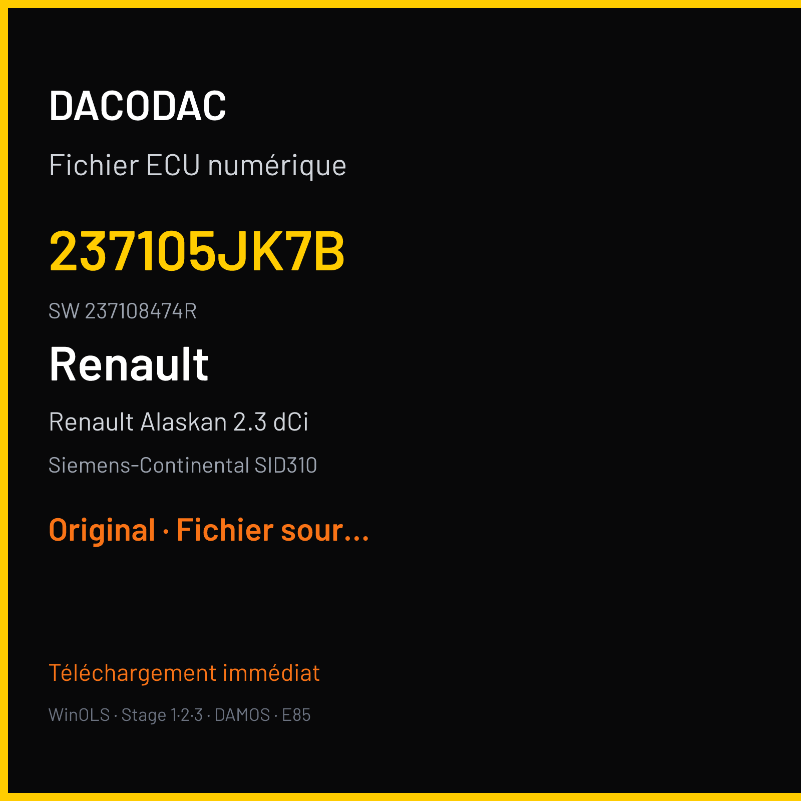 Renault Alaskan 2.3 dCi (2017) — Siemens-Continental SID310 — 237105JK7B · 237108474R — Original