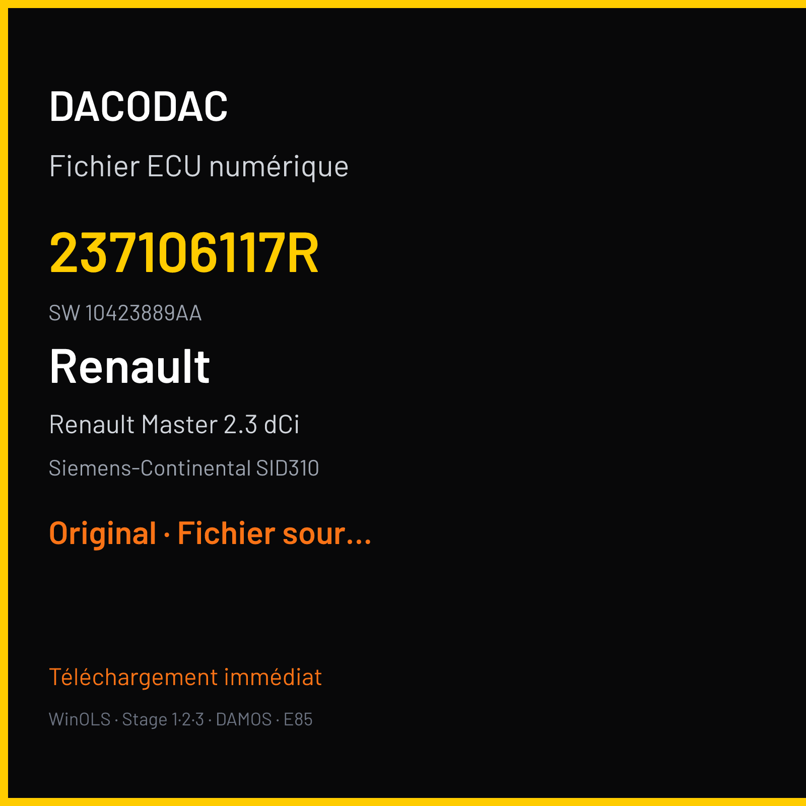 Renault Master 2.3 dCi (2021) — Siemens-Continental SID310 — 237106117R · 10423889AA — Original