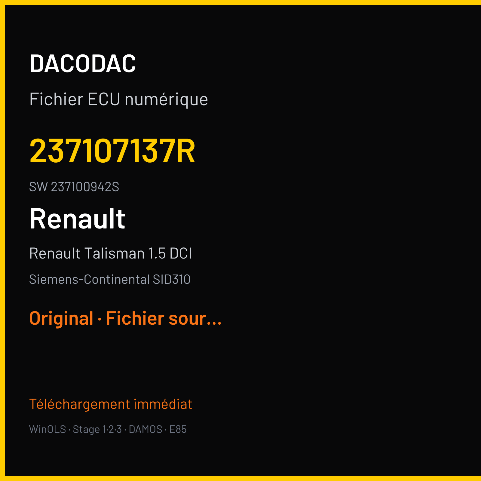 Renault Talisman 1.5 DCI (2016) — Siemens-Continental SID310 — 237107137R · 237100942S — Original