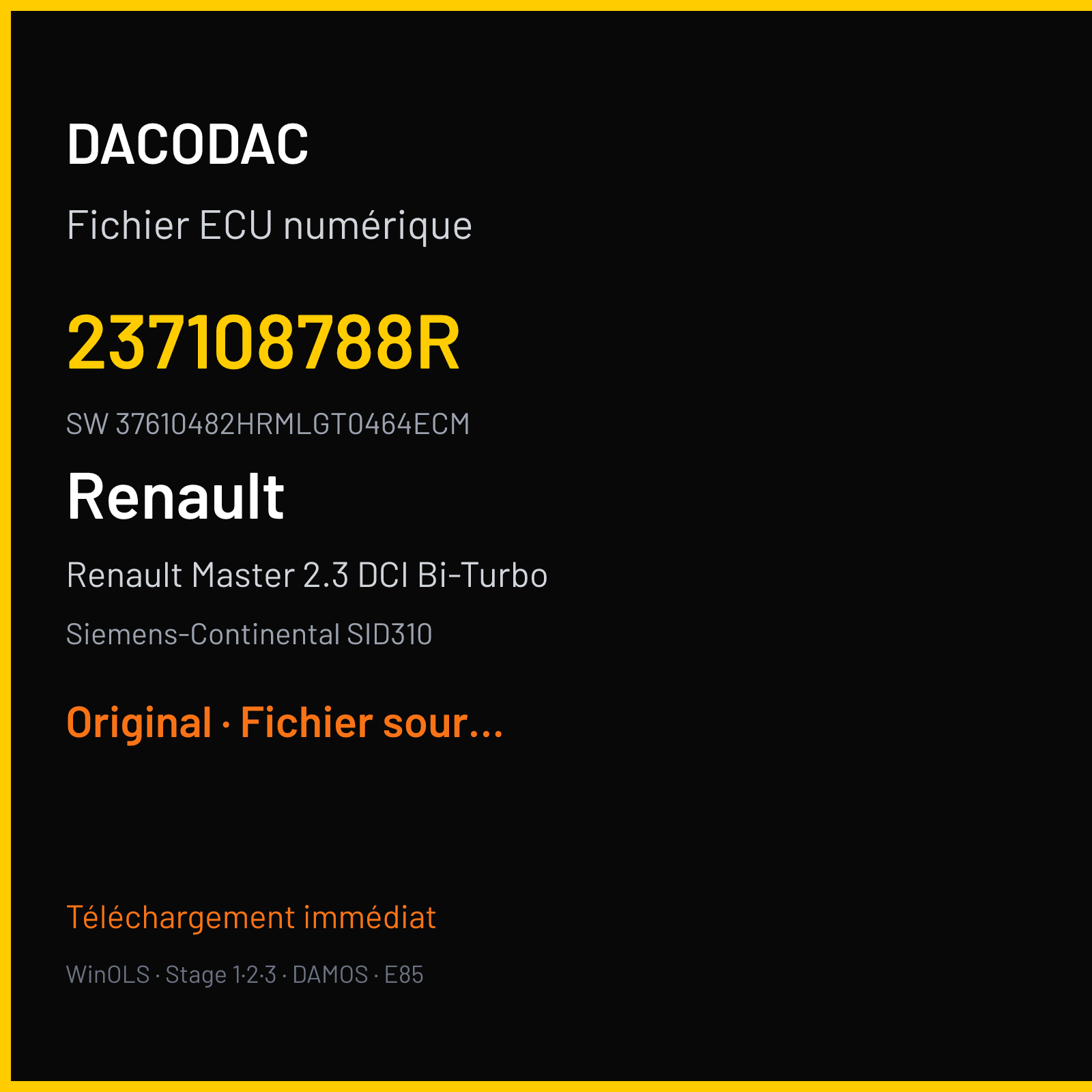 Renault Master 2.3 DCI Bi-Turbo (2017) — Siemens-Continental SID310 — 237108788R · 37610482HRMLGT0464ECM — Original