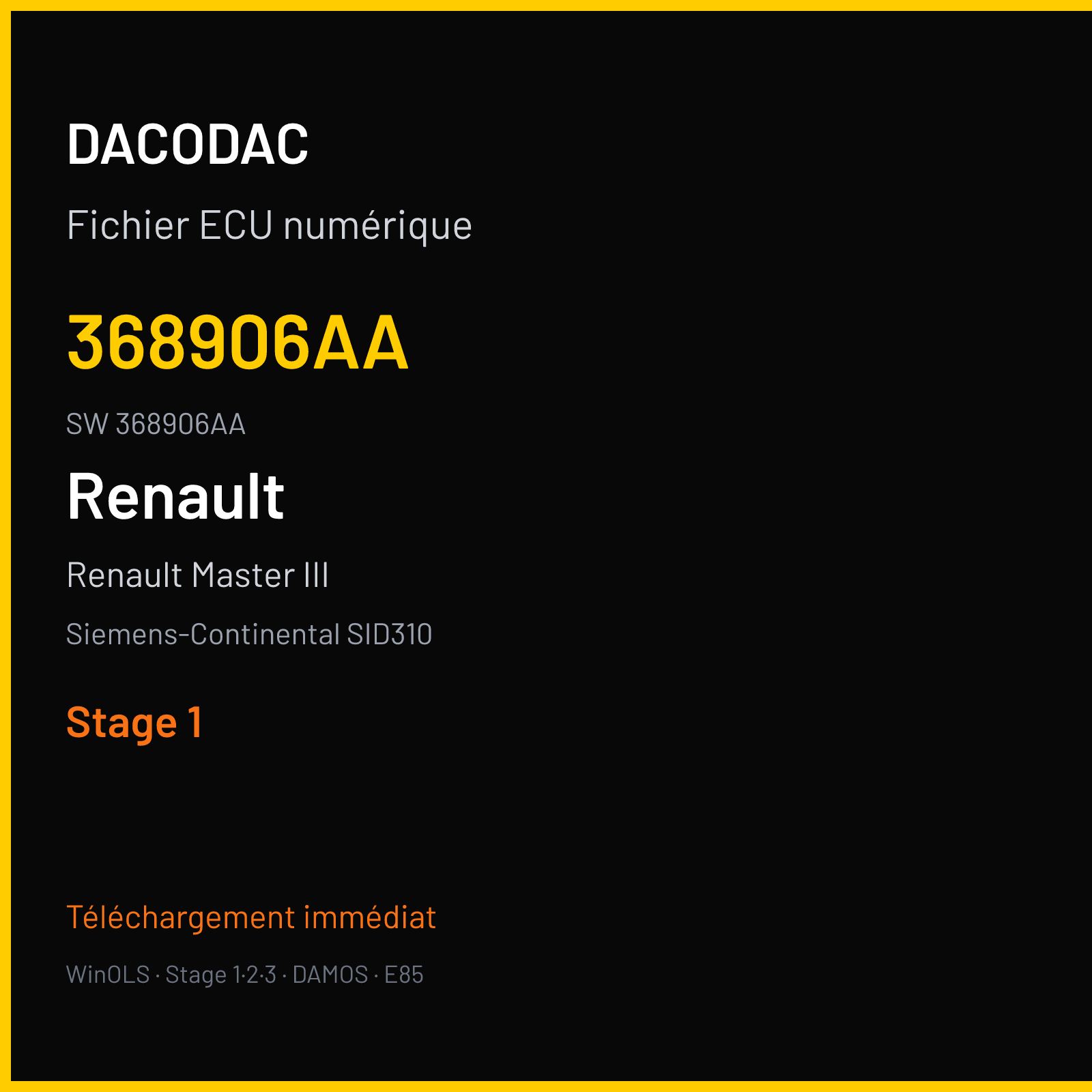 Renault Master III 170 ch — Siemens-Continental SID310 — 368906AA · 368906AA — Stage 1