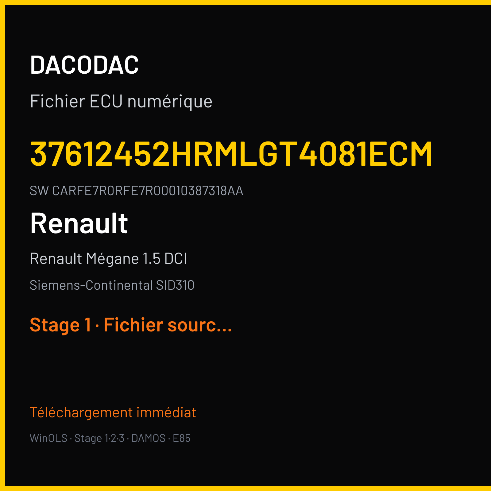 Renault Mégane 1.5 DCI — Siemens-Continental SID310 — 37612452HRMLGT4081ECM · CARFE7R0RFE7R00010387318AA · 10317242AA — Stage 1