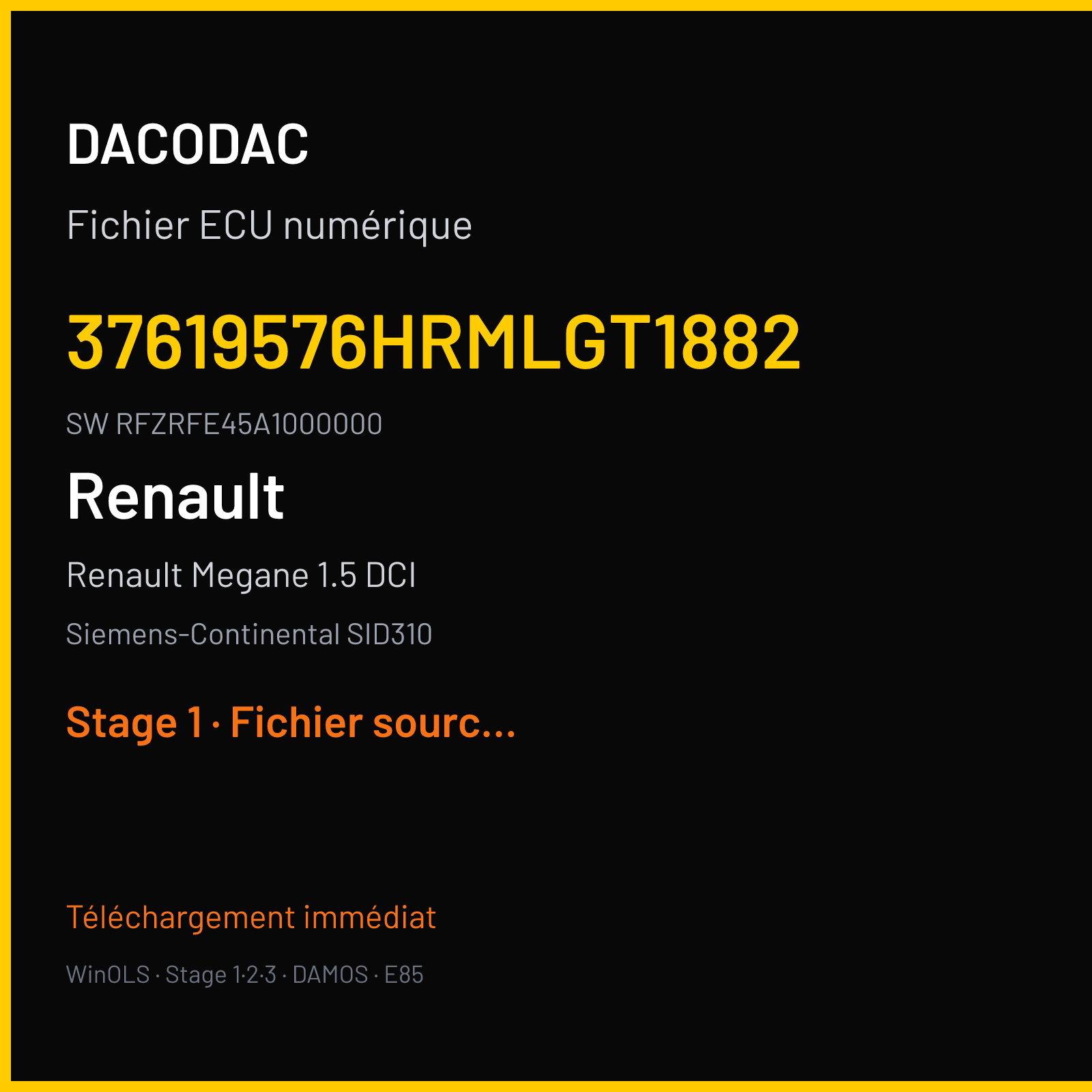 Renault Megane 1.5 DCI (2017) — Siemens-Continental SID310 — 37619576HRMLGT1882 · RFZRFE45A1000000 — Stage 1