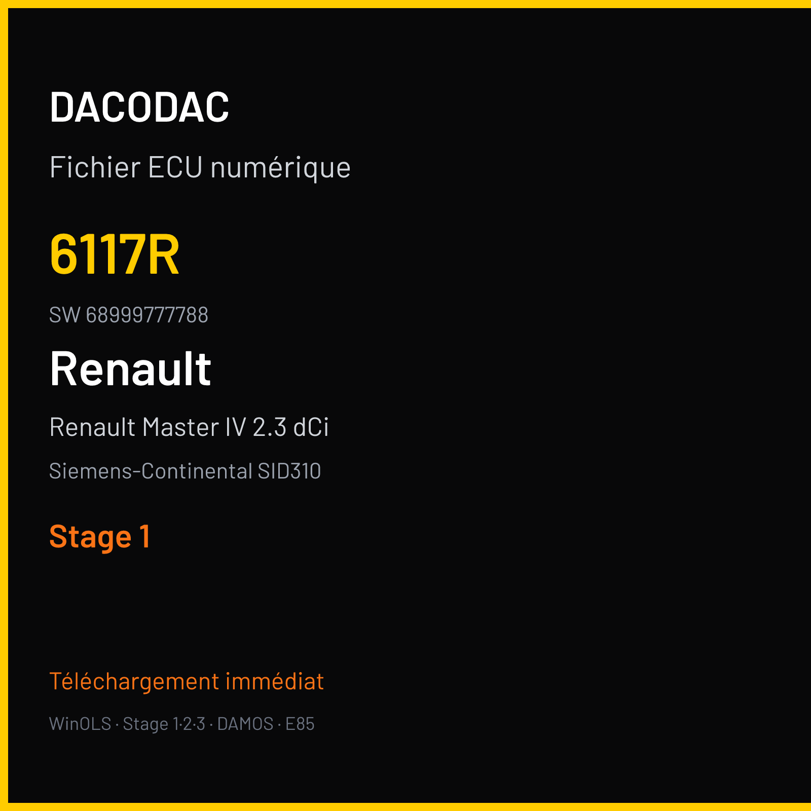 Renault Master IV 2.3 dCi 145 ch (2020) — Siemens-Continental SID310 — 6117R · 68999777788 · 4550S — Stage 1