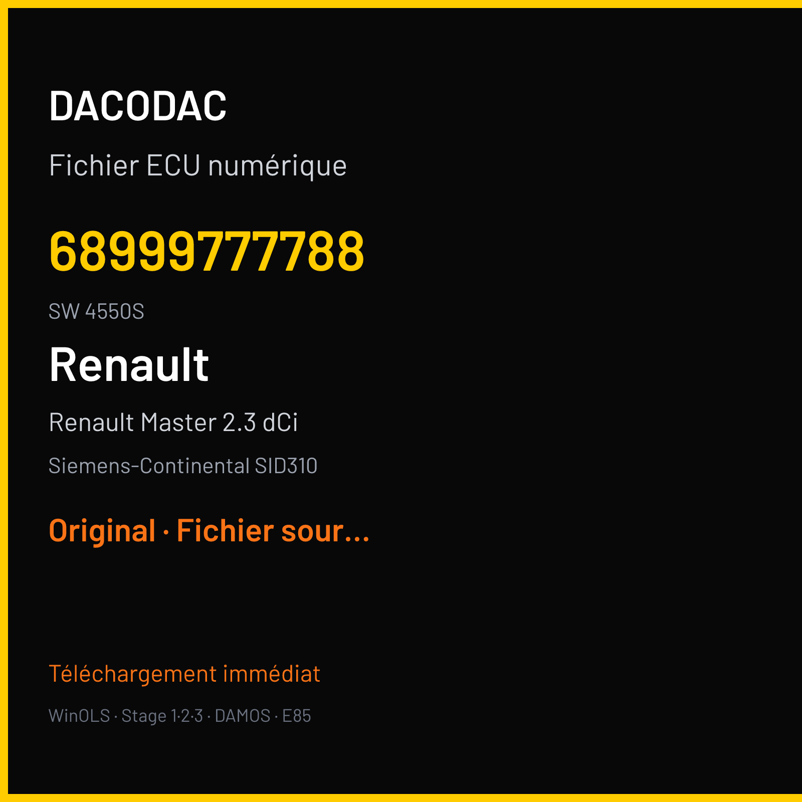 Renault Master 2.3 dCi — Siemens-Continental SID310 — 68999777788 · 4550S — Original