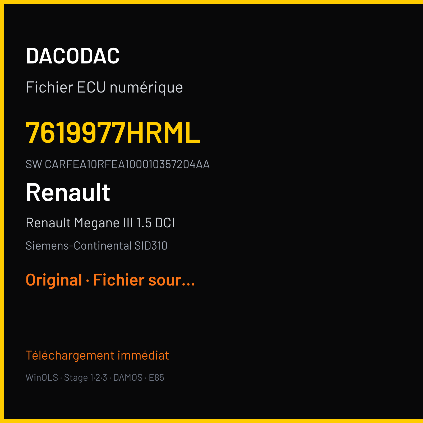 Renault Megane III 1.5 DCI (2017) — Siemens-Continental SID310 — 7619977HRML · CARFEA10RFEA100010357204AA — Original