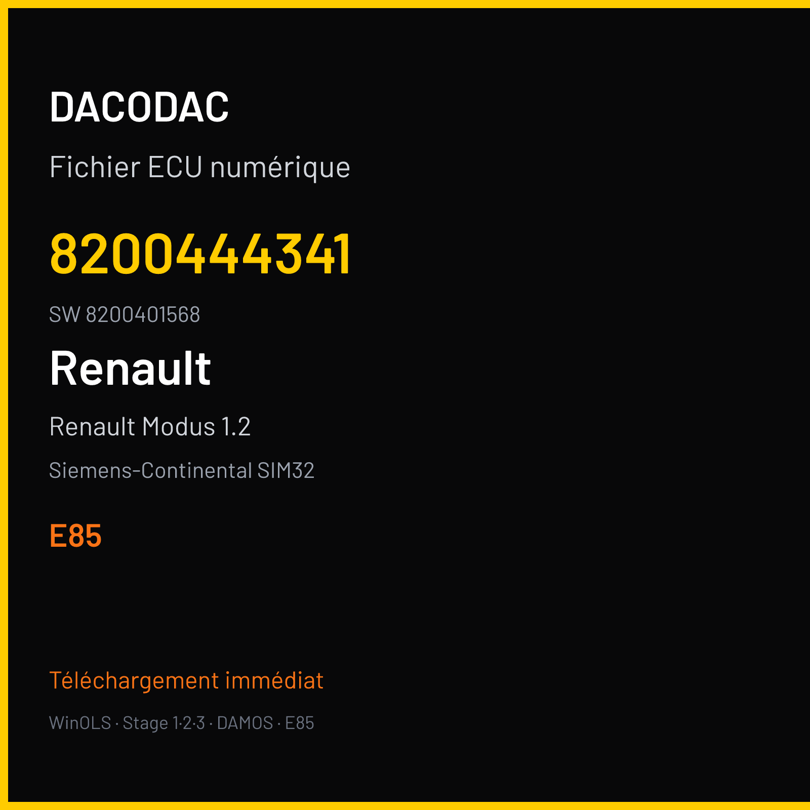 Renault Modus 1.2 — Siemens-Continental SIM32 — 8200444341 · 8200401568 — E85