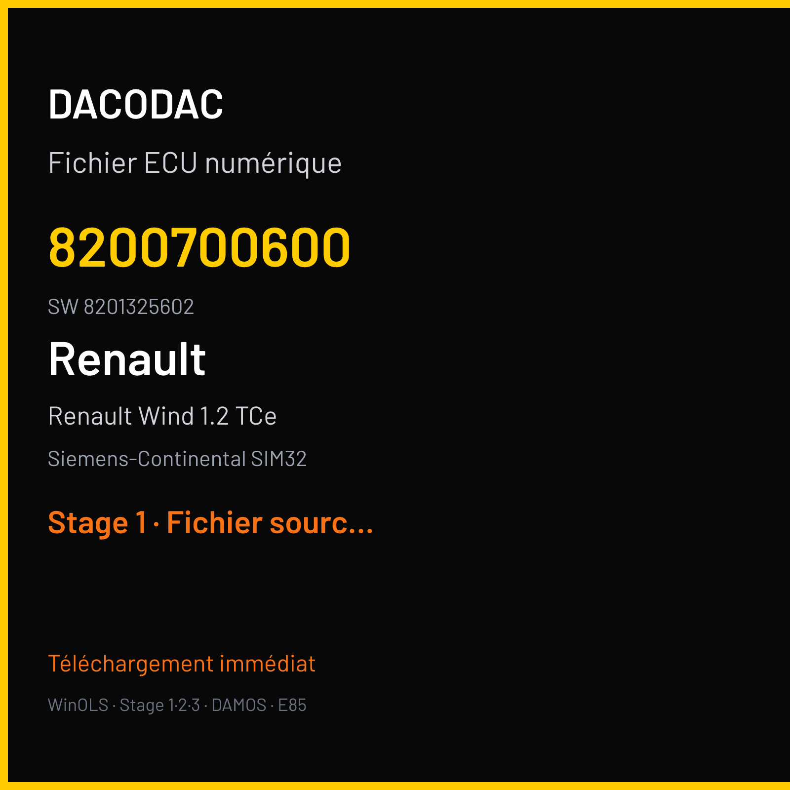 Renault Wind 1.2 TCe (2012) — Siemens-Continental SIM32 — 8200700600 · 8201325602 — Stage 1