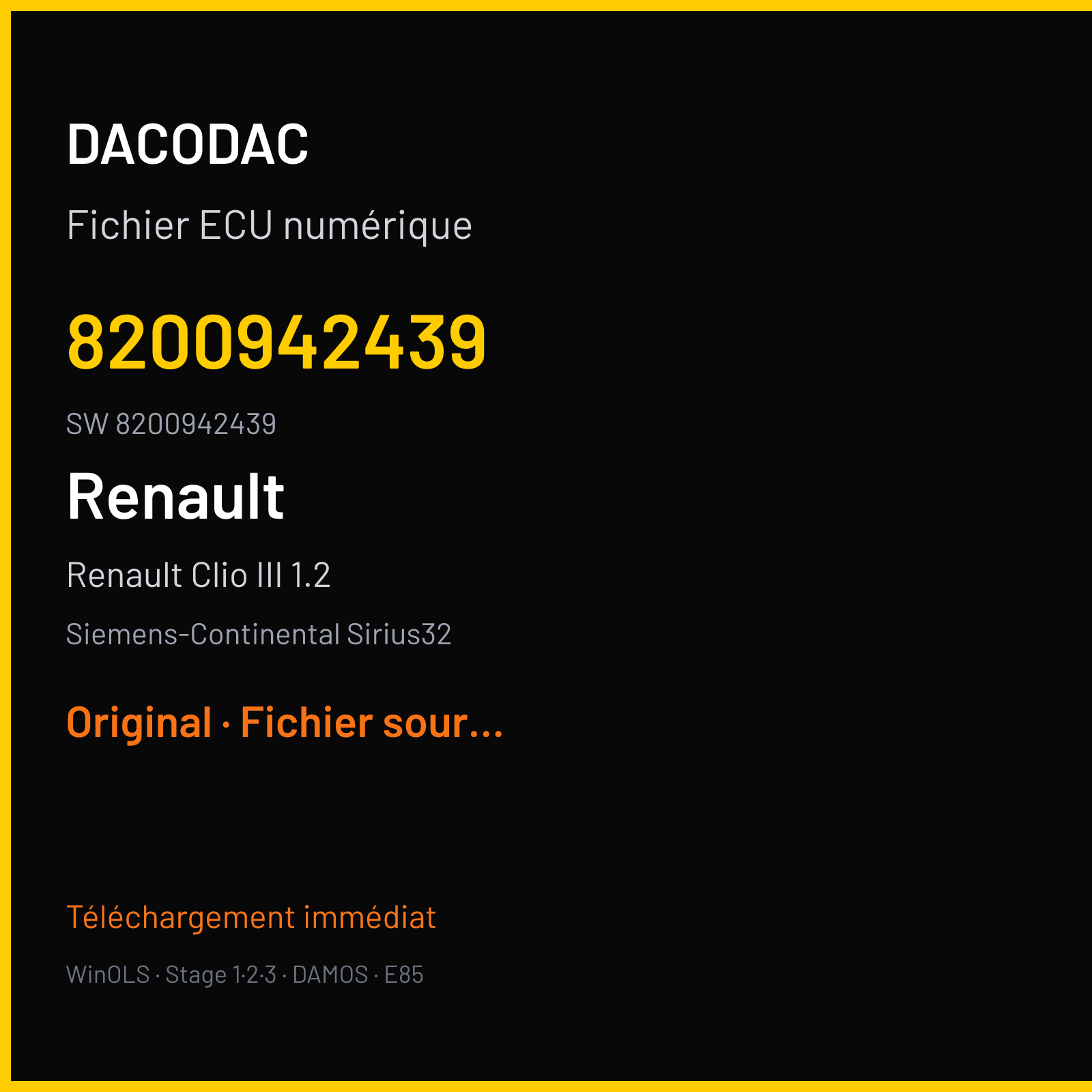 Renault Clio III 1.2 100 ch (2008) — Siemens-Continental Sirius32 — 8200942439 · 8200942439 · 8200799199 — Original