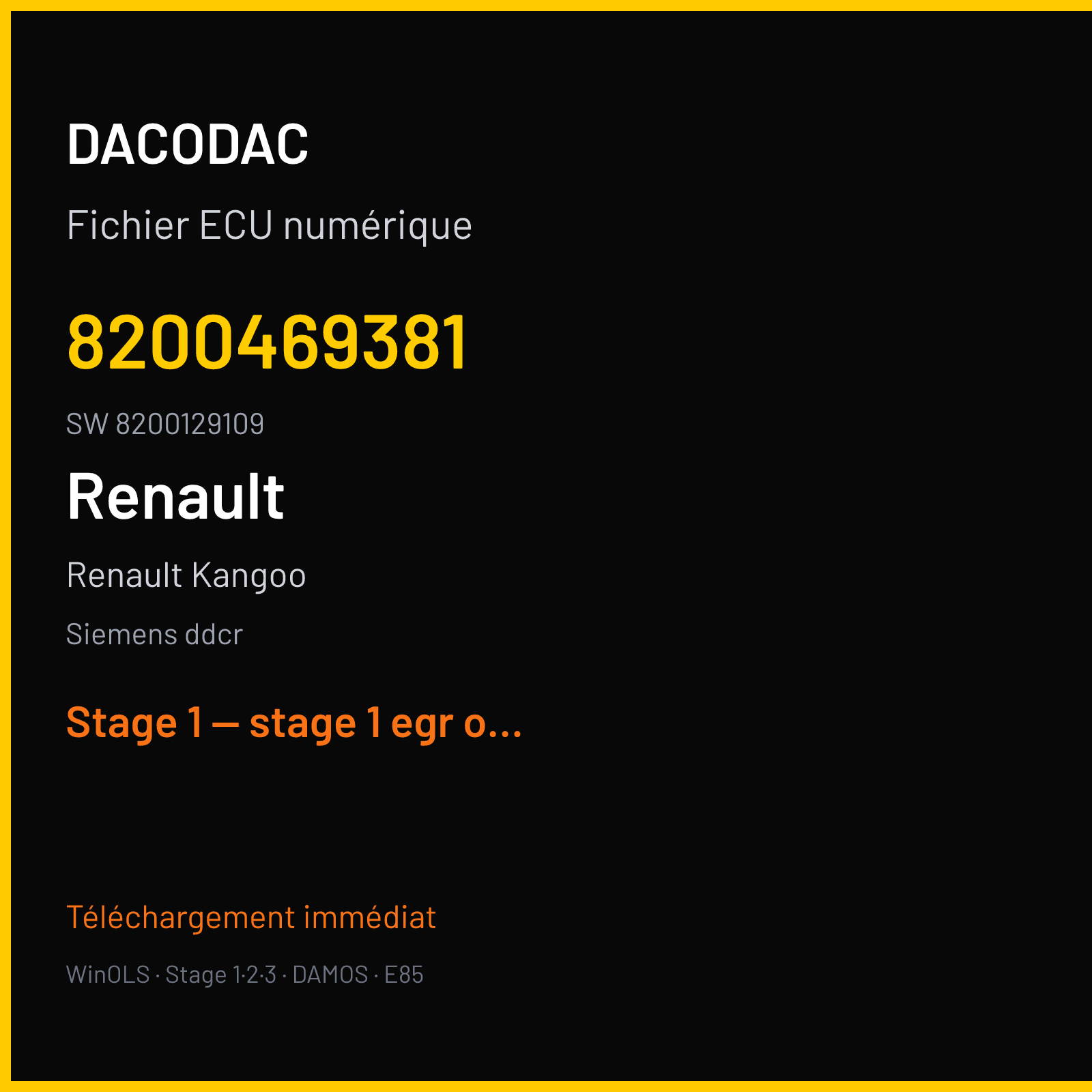 Renault Kangoo (2005) — Siemens ddcr — 8200469381 · 8200129109 — Stage 1 — stage 1 egr off unplug actuator