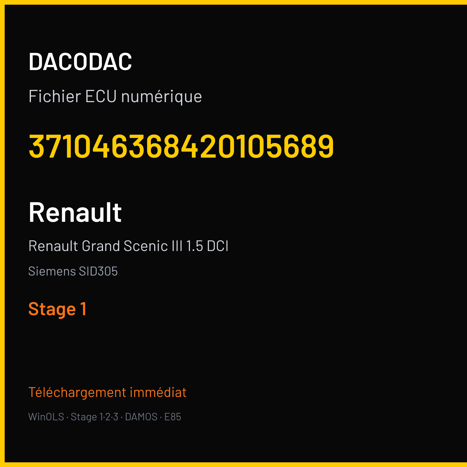 Renault Grand Scenic III 1.5 DCI (2011) — Siemens SID305 — 371046368420105689 — Stage 1