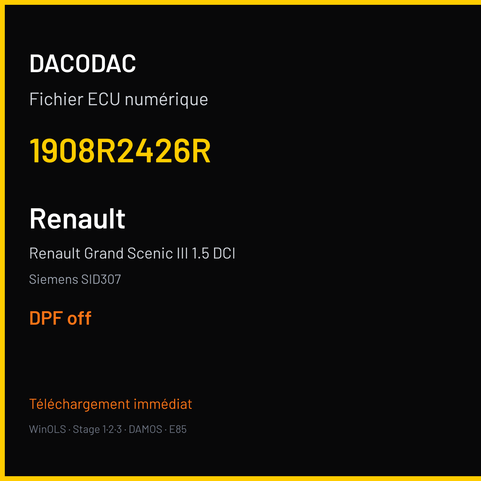 Renault Grand Scenic III 1.5 DCI (2012) — Siemens SID307 — 1908R2426R — DPF off
