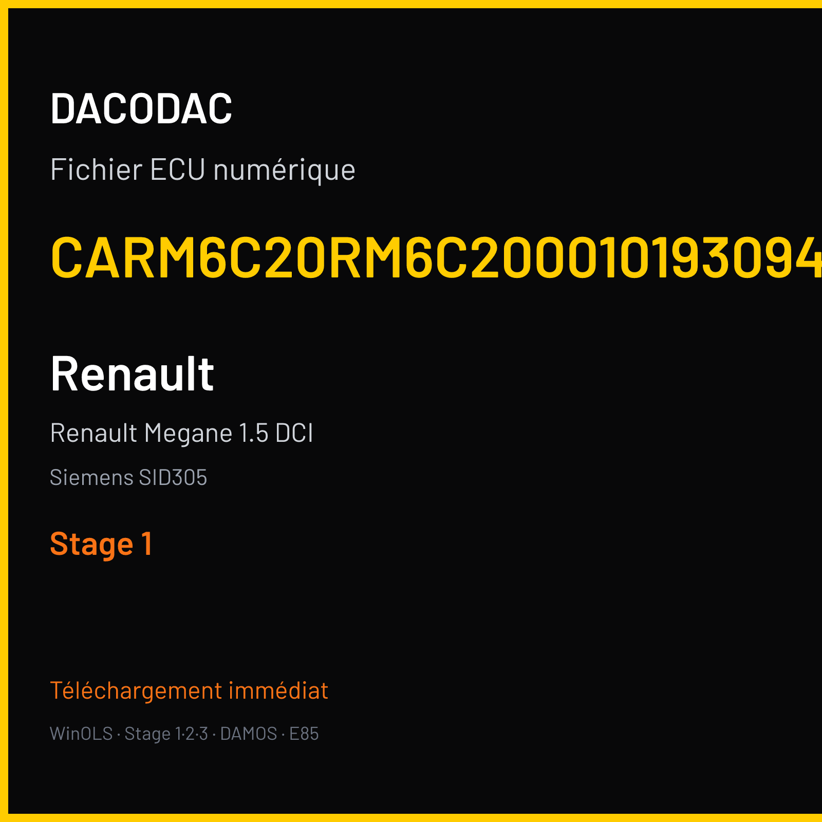Renault Megane 1.5 DCI (2011) — Siemens SID305 — CARM6C20RM6C200010193094AA — Stage 1