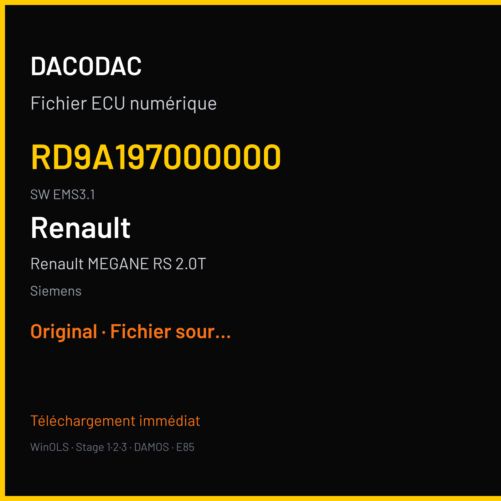 Renault Megane RS 2.0T (2010) — Siemens — RD9A197000000 · EMS3.1 — Original