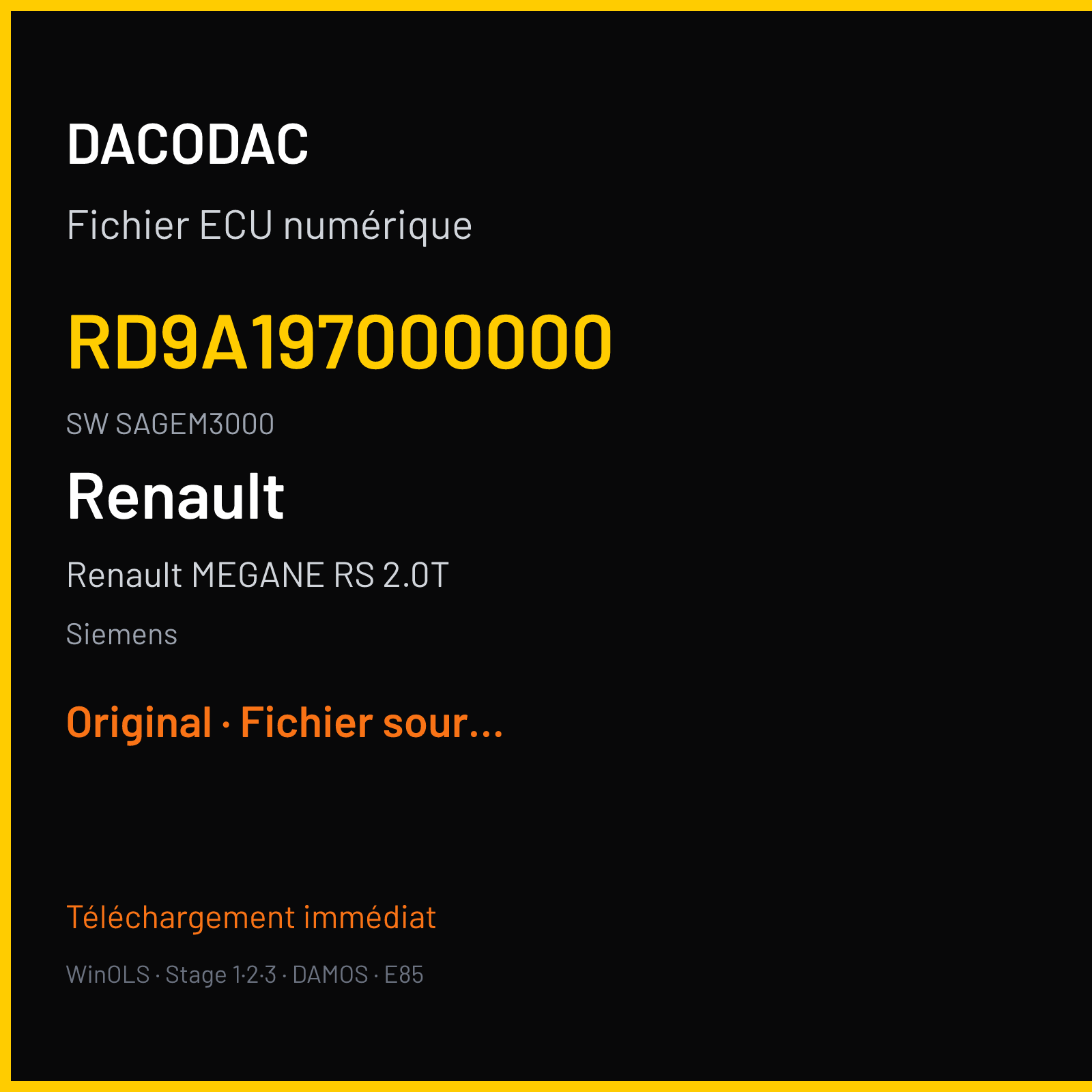 Renault Megane RS 2.0T (2010) — Siemens — RD9A197000000 · SAGEM3000 — Original