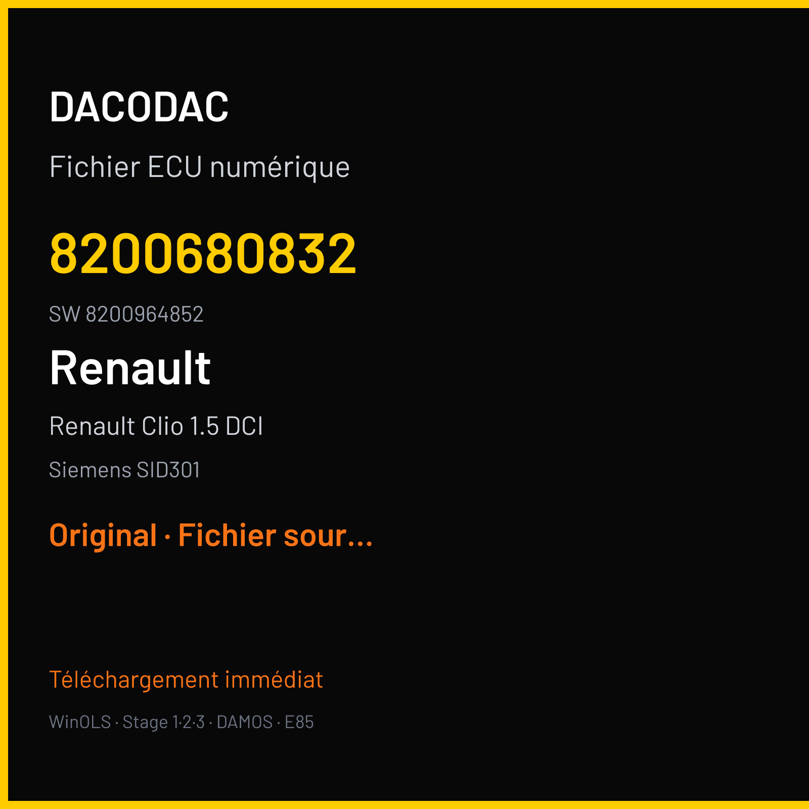 Renault Clio 1.5 DCI (2009) — Siemens SID301 — 8200680832 · 8200964852 — Original