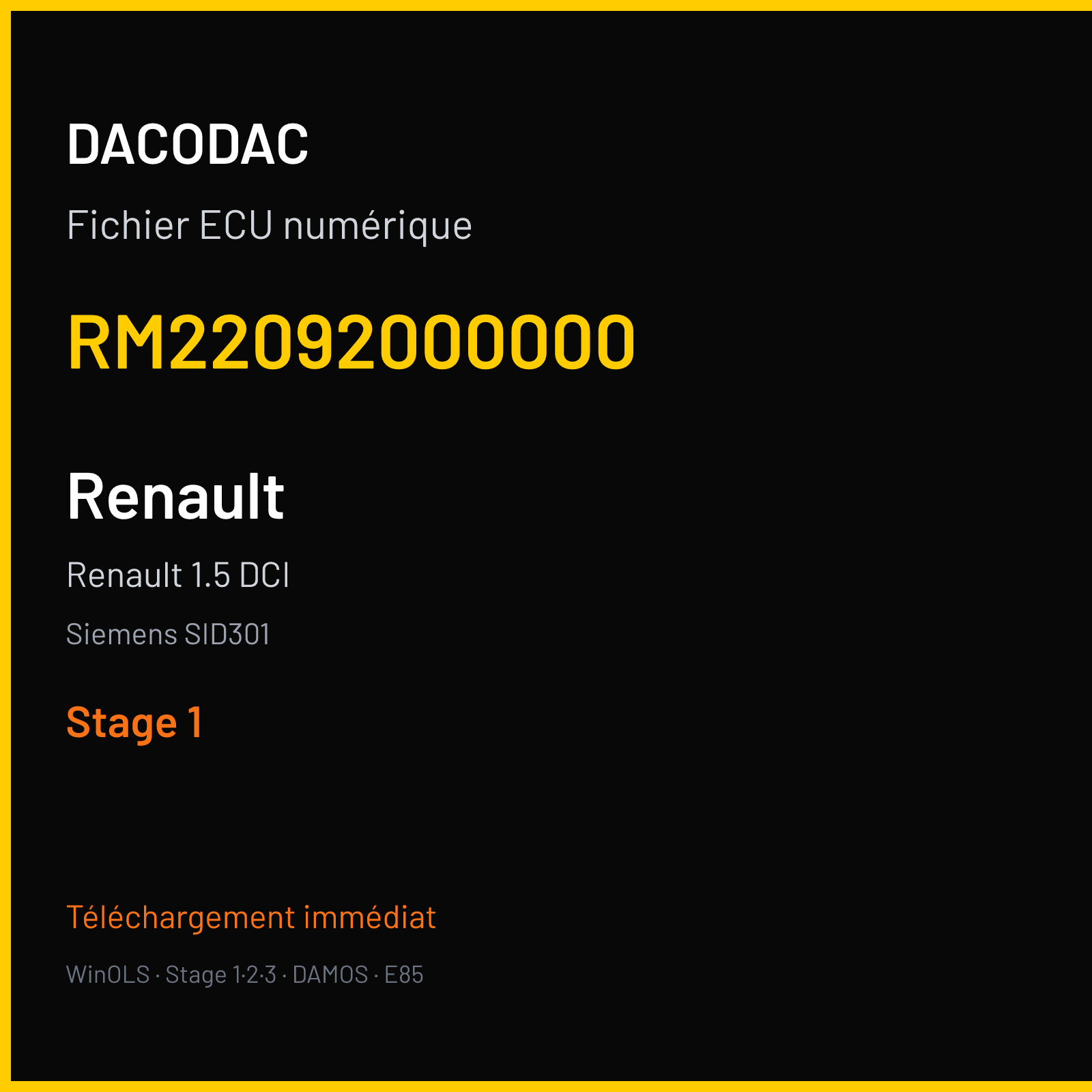 Renault 1.5 DCI (2010) — Siemens SID301 — RM22092000000 — Stage 1
