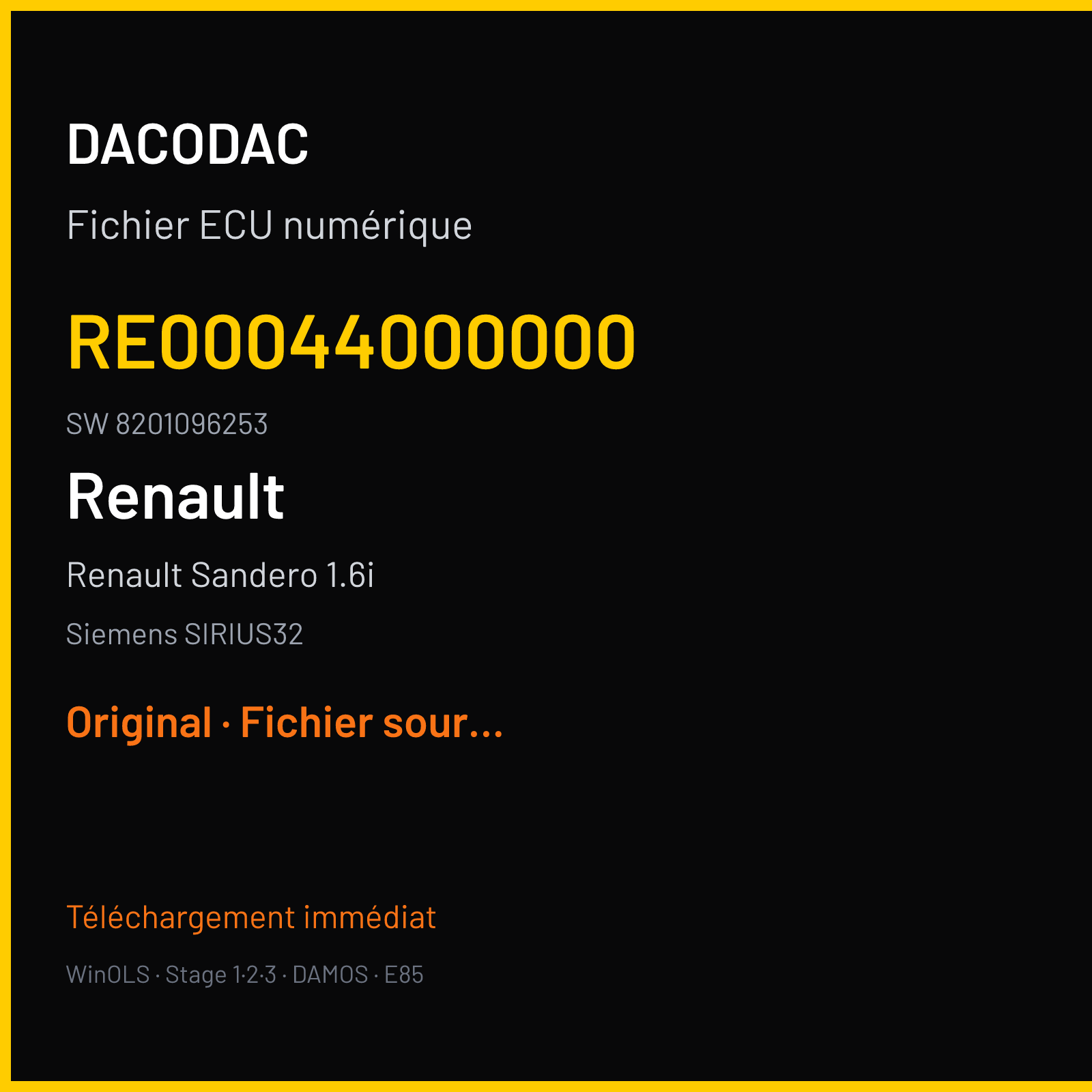 Renault Sandero 1.6i (2011) — Siemens SIRIUS32 — RE00044000000 · 8201096253 — Original