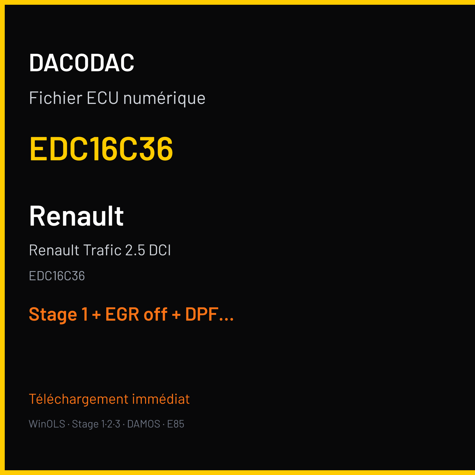 Renault Trafic 2.5 DCI (2007) — EDC16C36 — EDC16C36 — Stage 1 + EGR off + DPF off